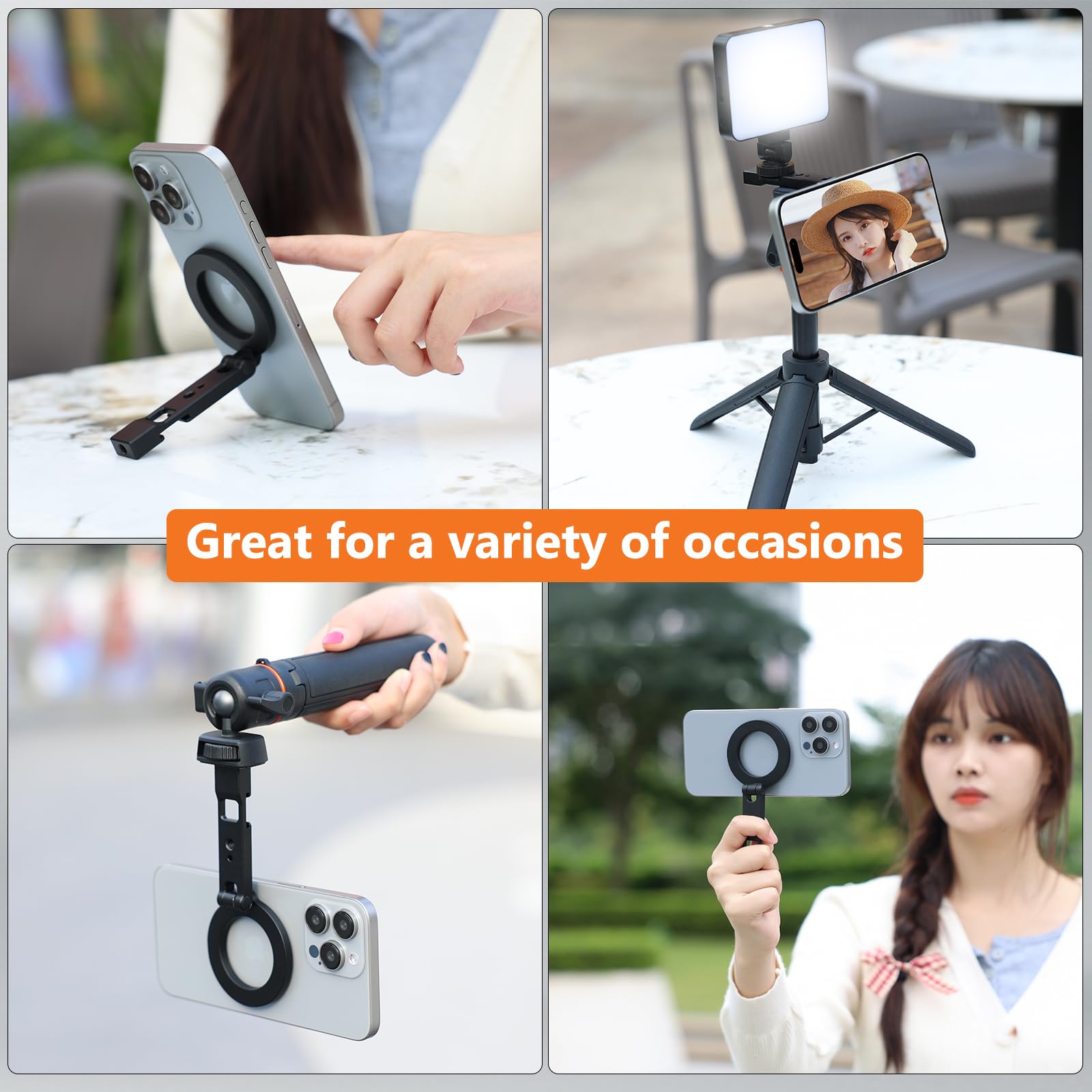 Vrig Express Magnetic Phone Holder Compatiable With Magsafe For Iphone 16 15 14 13 12 Pro Max Plus Series,Aluminum Tripod Mount Adapter With 1/4”-20 & Cold Shoe For Video Recording
