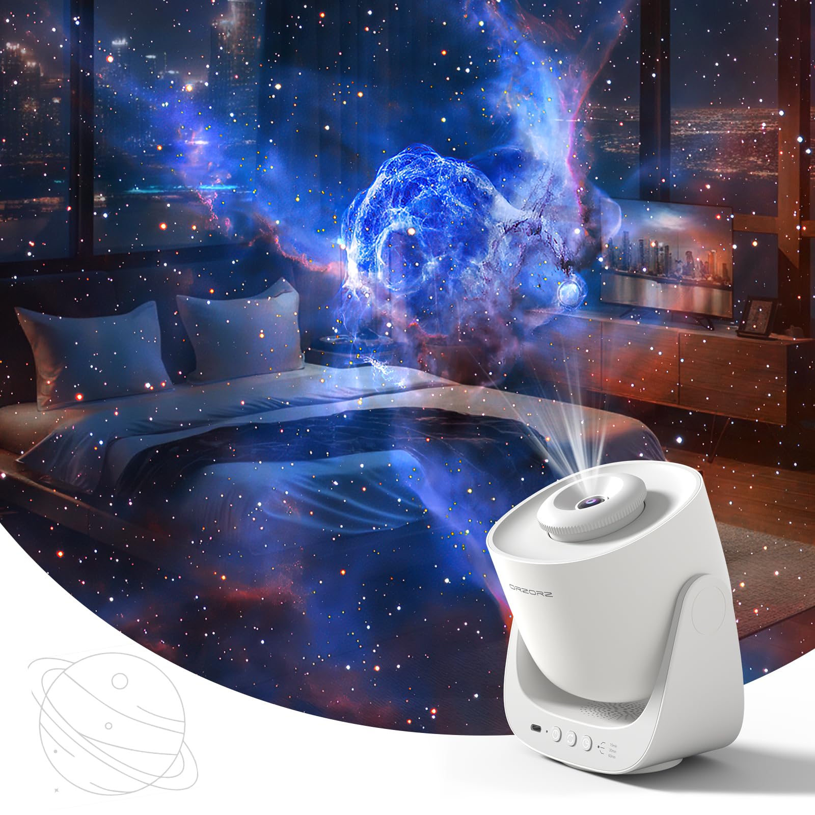 Orzorz Star Projector, Galaxy Night Light, Home Planetarium Projector With Rechargeable Battery, Sky Light Living Room Decor, Real Starry Nebula, Planet Presentation For Kids, Teen Girls, Adults