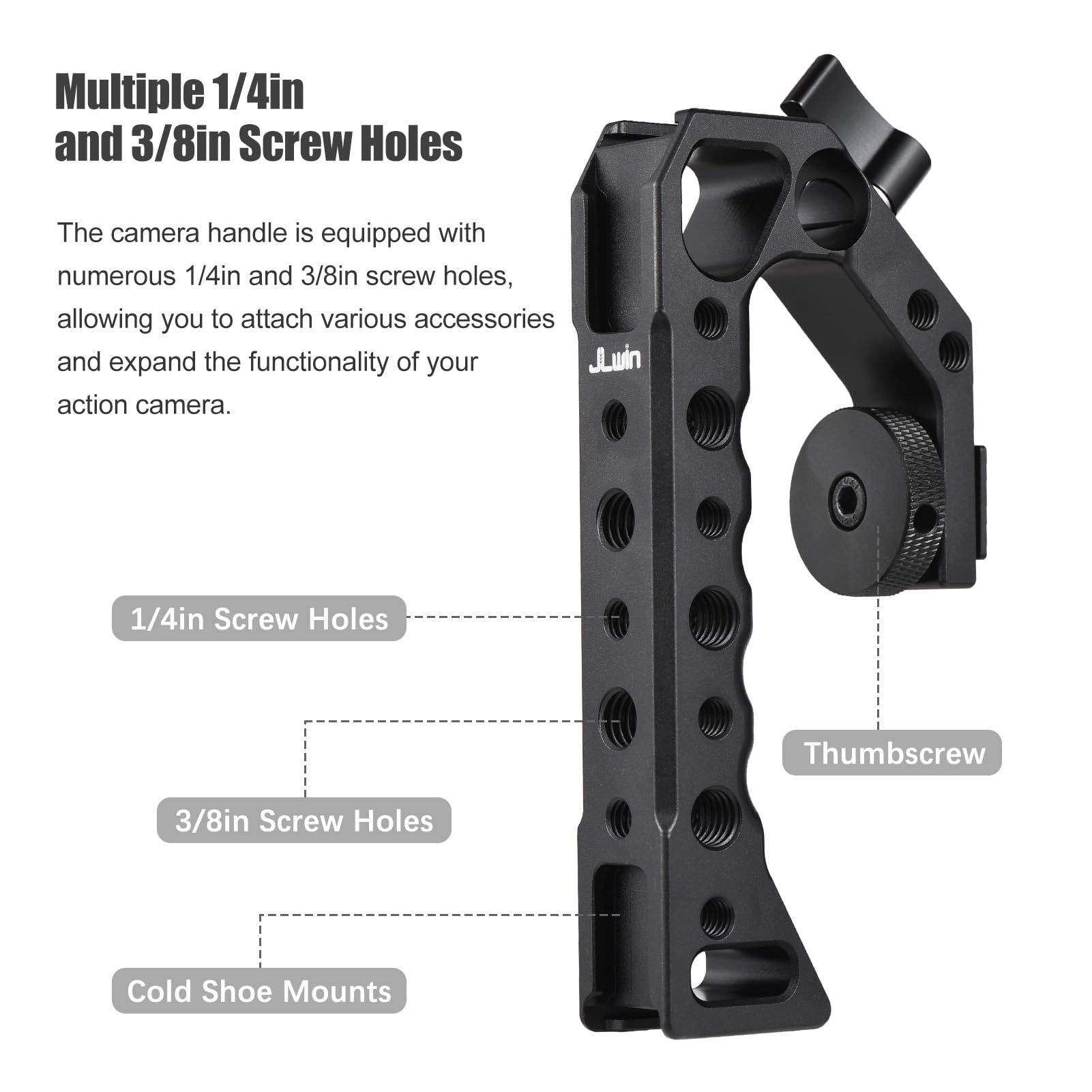 Sunydog Universal Top Handle Camera Top Handgrip With 4 Cold Shoe Mounts Arri Positiong Hole 1/4In And 3/8In Threaded Holes Compatible With Camera Cage Sports Camera For Vlogging Live Streaming