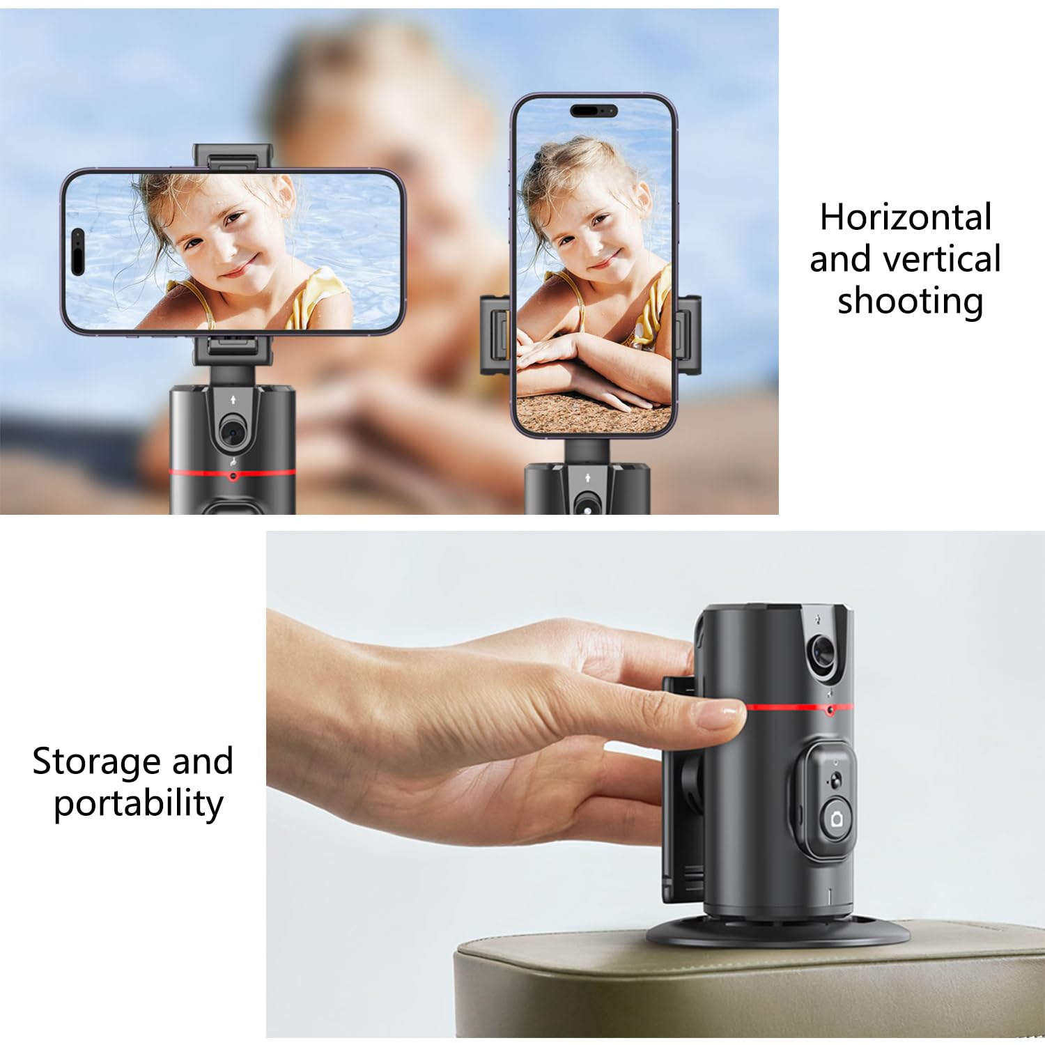 Afarer Auto Face Tracking Phone Holder 360° Rotation Phone Camera Mount, Face Body Tracking Phone Holder Foldable, Gesture Control 360 Rotation Tripod For Vlog, Tiktok, Live Stream, No App
