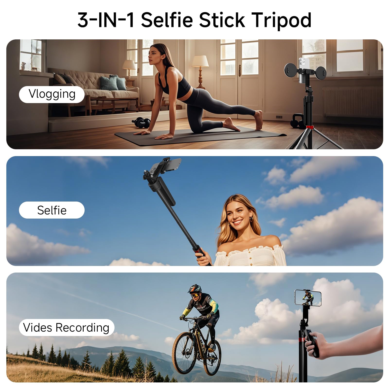 Senwow 70" Auto Face Tracking Tripod For Iphone, 360 Rotation Travel Selfie Stick Mount With Remote, Gesture Control And Fill Light, Motion Sensor Phone Tripod For Tiktok Youtube Video Vlog Recording