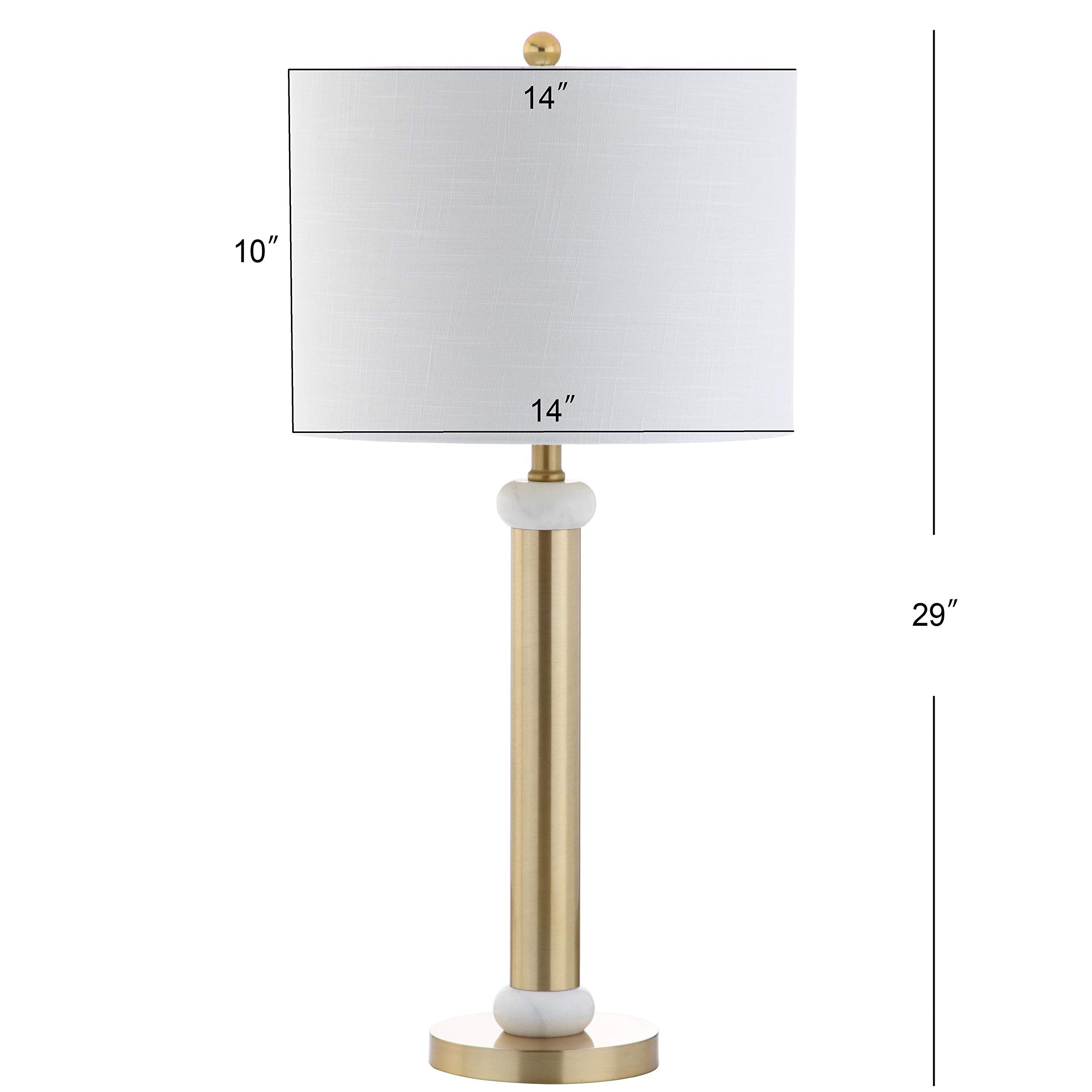Jonathan Y Jyl1087A Gregory 27" Metal/Marble Led Table Lamp Contemporary Transitional Bedside Desk Nightstand Lamp For Bedroom Living Room Office College Bookcase Led Bulb Included, Gold/White