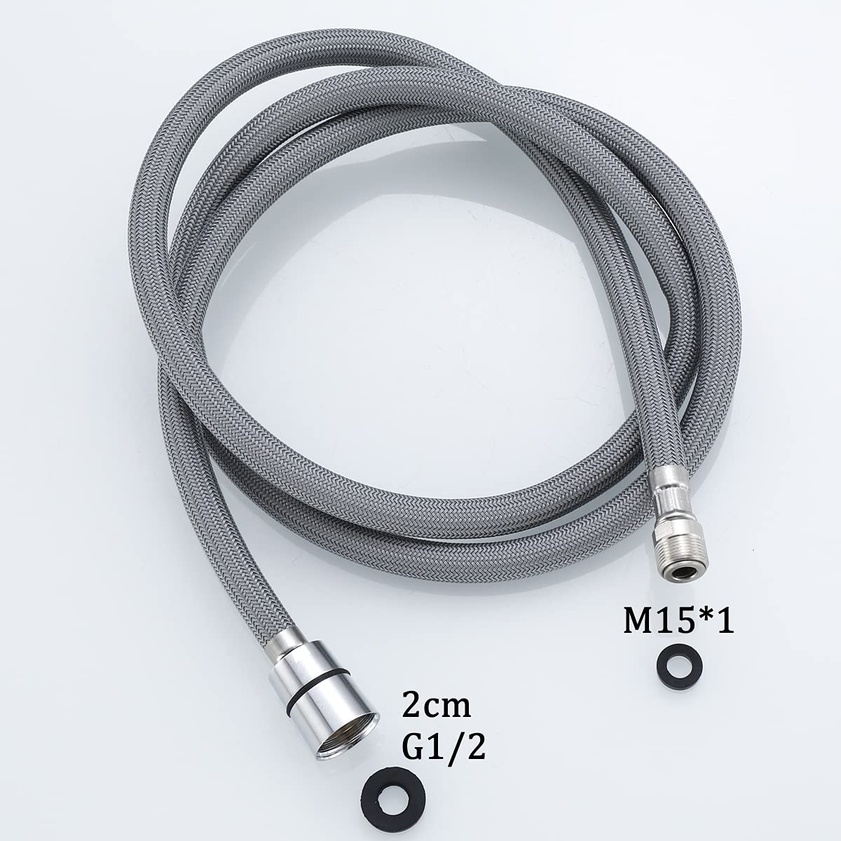 Gnimauhz Kitchen 59-Inch Or 150Cm Pull Down Sink Faucet Replacement Pull Out Spray Head Hose Nylon Material, 1.5 Meters