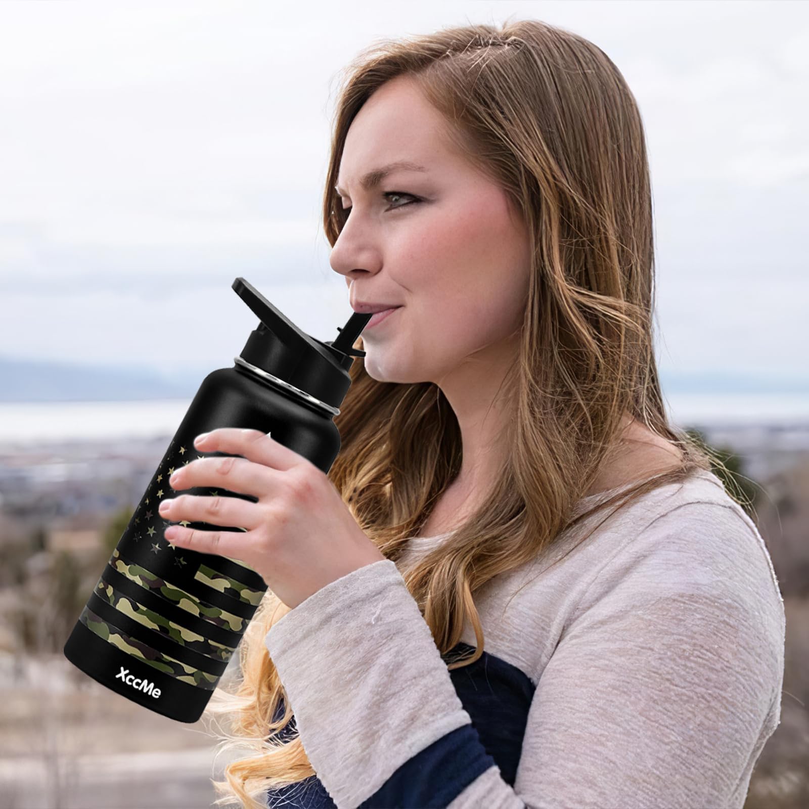 32 Oz Insulated Water Bottle,Stainless Steel Leak Proof Water Bottles,Wide Mouth Double Walled
