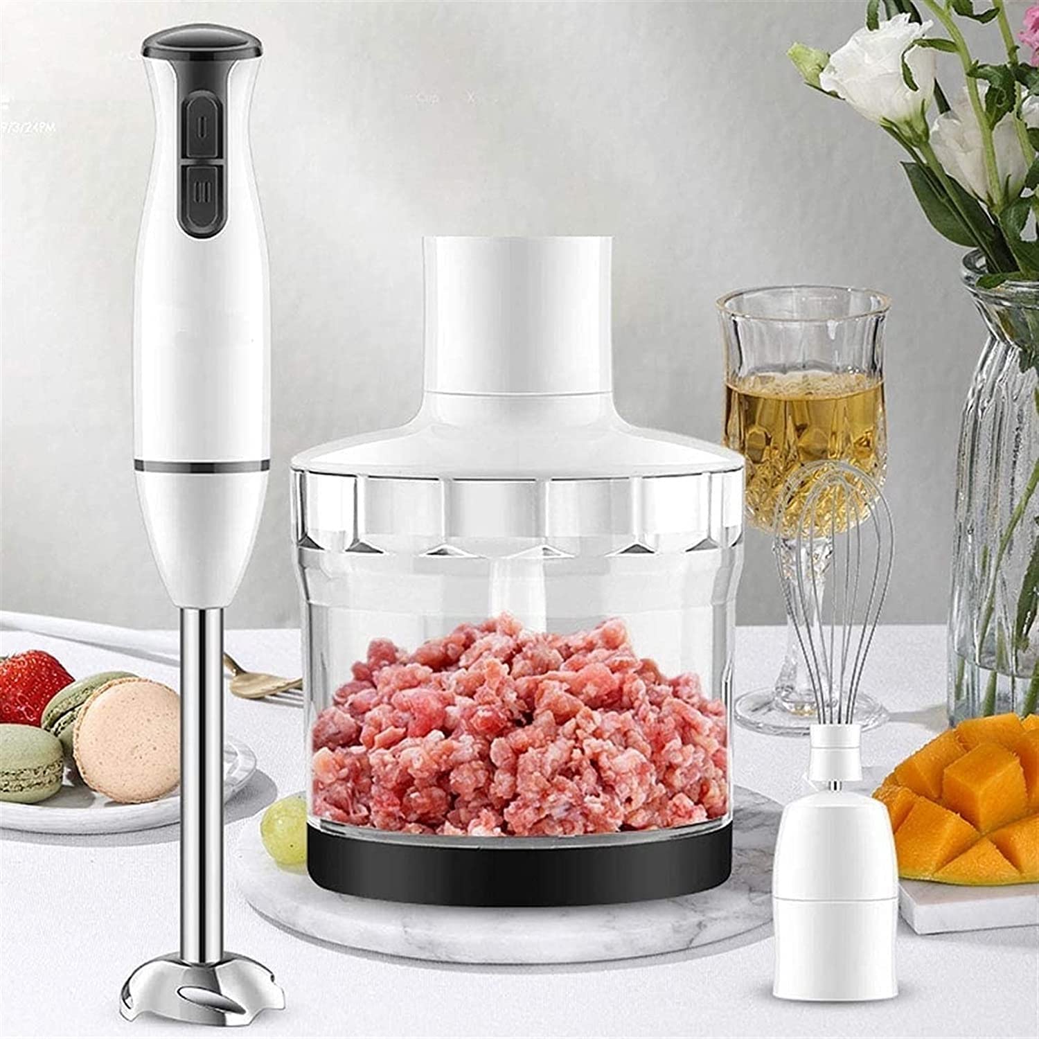 Zhykll Hand Blender, Blender Handheld With Stainless Steel Blade, Heavy Duty Chopper, Whisk, Milk Frother For Smoothie, Baby Food, Sauces,Puree, Soup