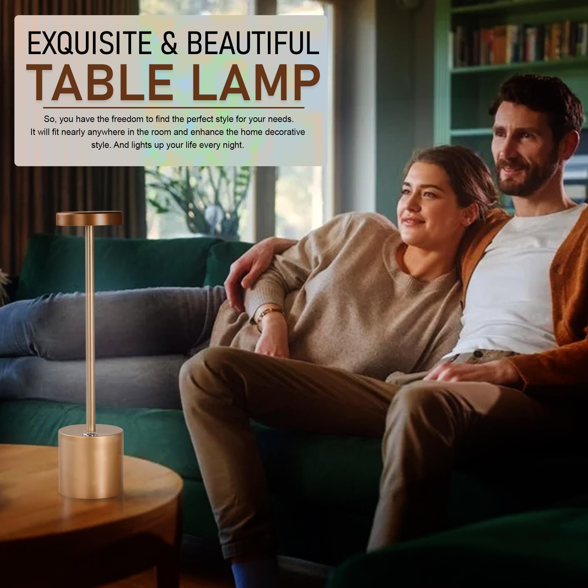 Moss & Stone 2 Pack Led Cordless Portable Table Lamp, Usb Cordless Desk Lamp, 3000Mah Rechargeable Table Lamp Up To 20 Hours For Restaurant, Bedroom, Outdoor, Camping 3-Levels Stepless Dimmable