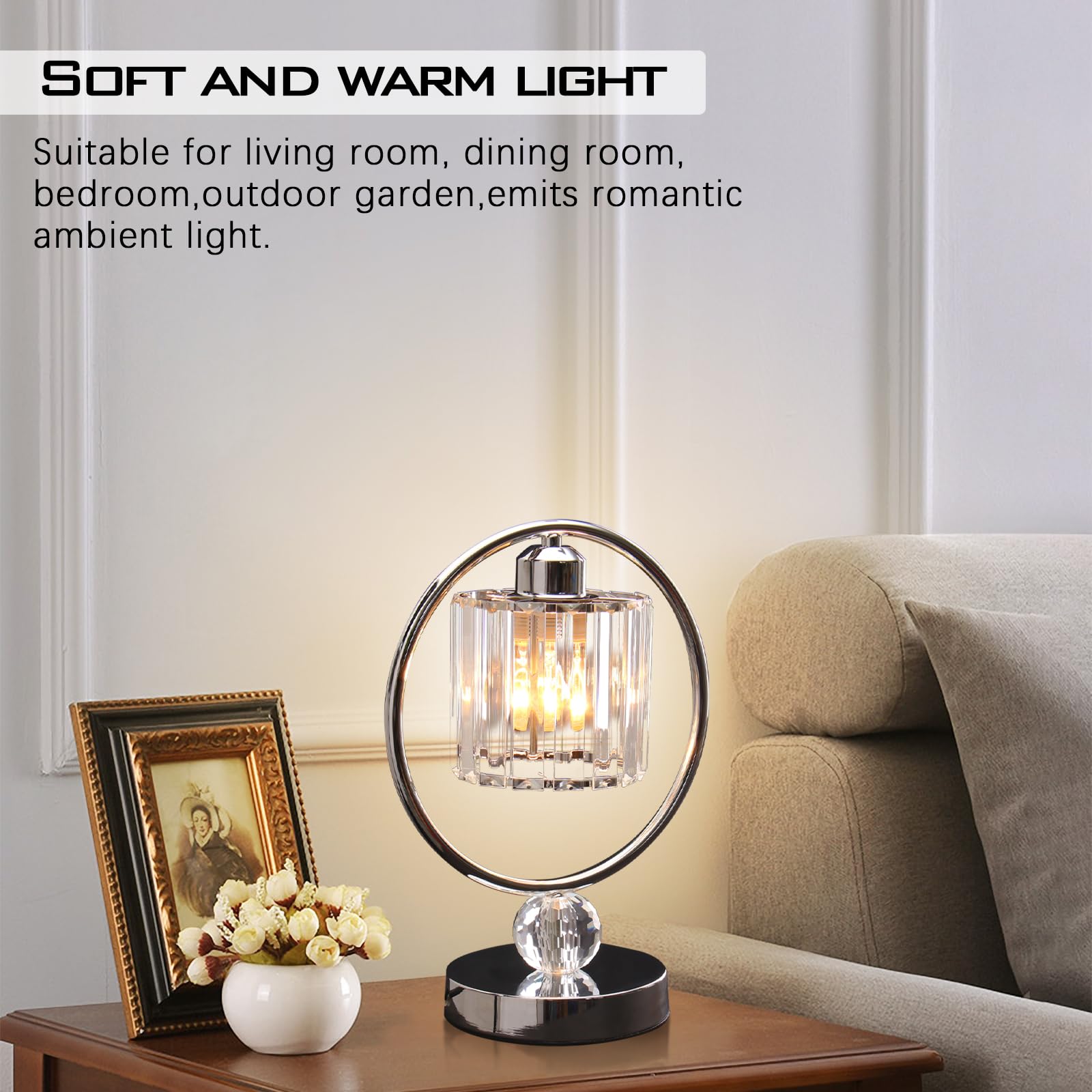 Cainjiazh Bedside Table Lamps Small Table Lamp For Bedroom Small Bed Side Light With E26 Minimalist Nightstand Light Lamp, Desk Lamps For Reading Room, Kids Room, Living Room, Office, Dorm(Chrome)