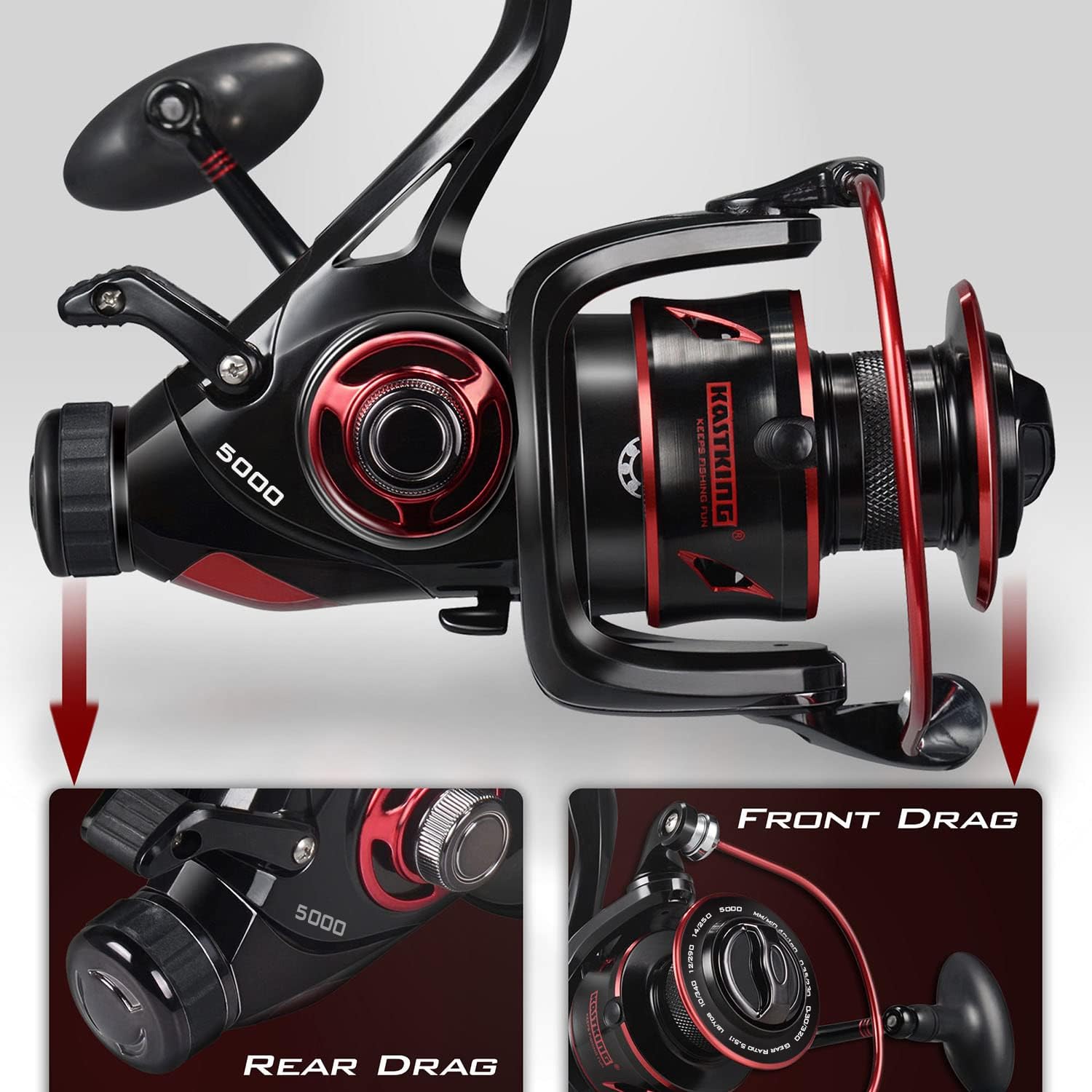 Kastking Sharky Baitfeeder Iii Spinning Reel 10+1 Shielded Stainless Steel Bb - Carbon Fiber Drag For Live Liner Bait Fishing Action