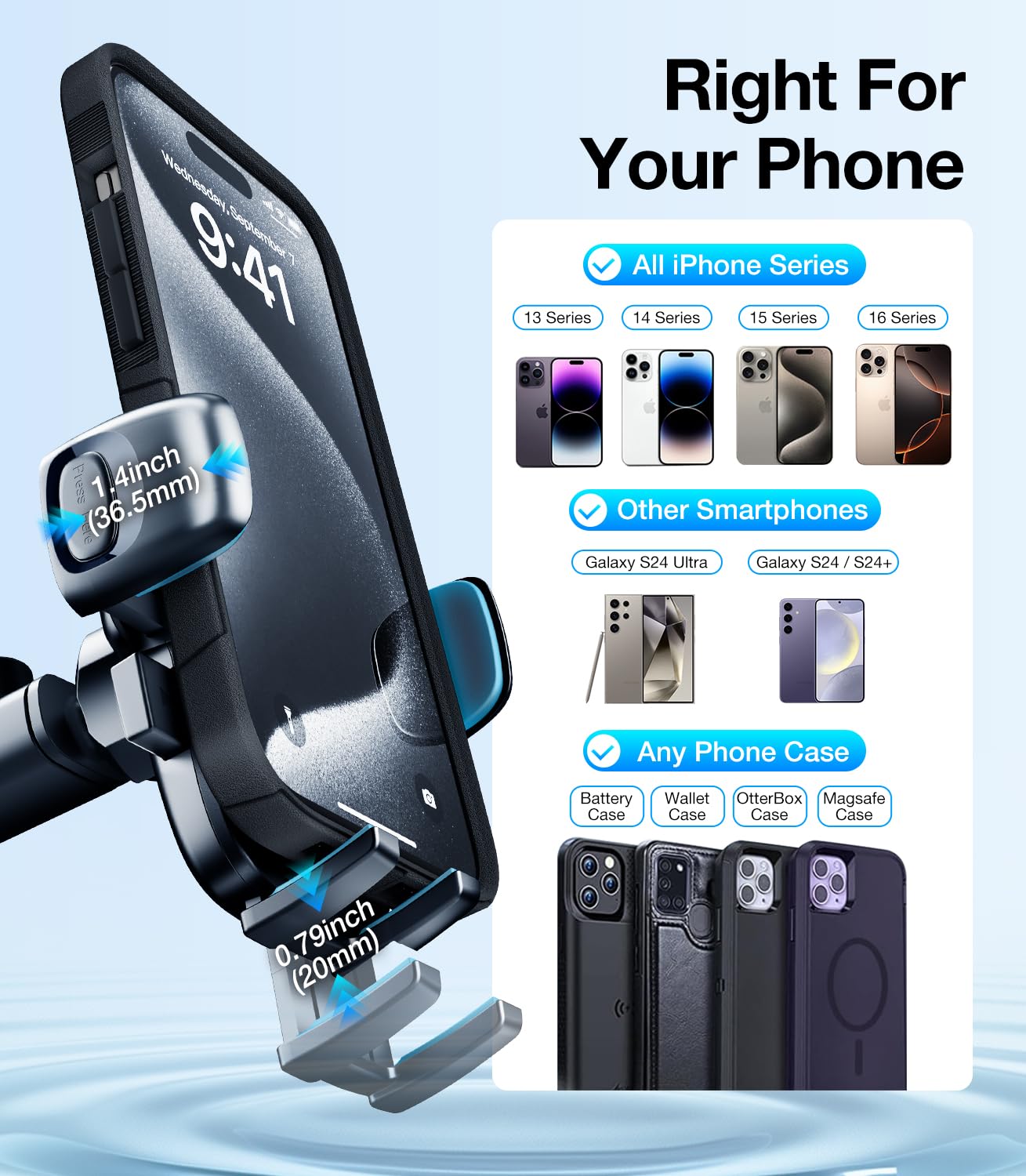 Wigoo Pioneer Car Phone Holder Mount [3-In-1Design,  ] Universal Cell Phone Stand For Dashboard/Windshield/Air Vent, Fit For Iphone 16 15 14 13 12 And All Smartphones, Fiber Panel