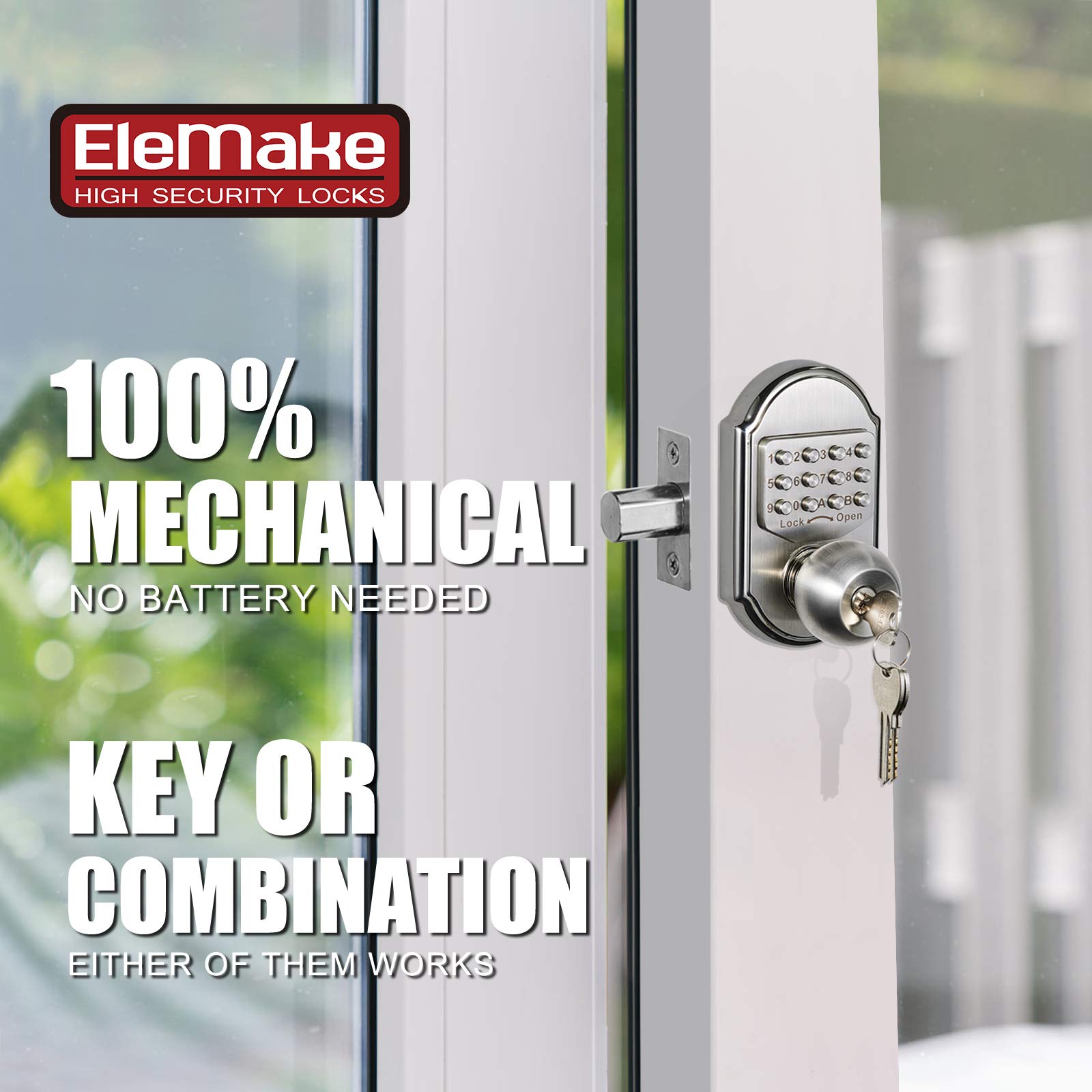 Voltstorm Keyless Entry Door Lock Deadbolt Sabbath Lock Keys Mechanical Stainless Steel Digital Code Keypad Door Knob Weatherproof No Risk Of Low Power Higher Security