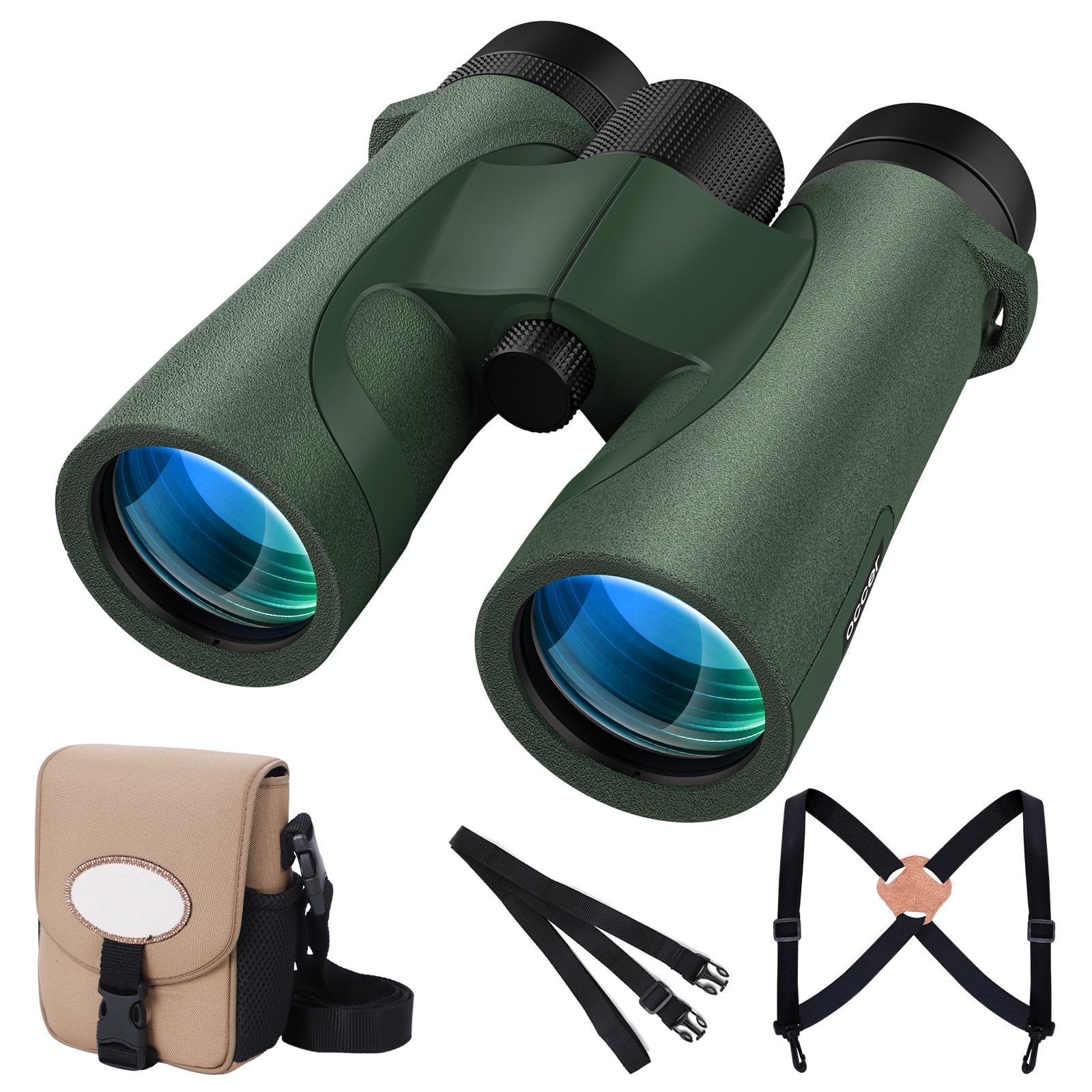 Occer 10X42 Professional Binoculars Adults, Easy Focus Compact Binoculars With Shoulder Strap Carrying Bag, Waterproof Premium Optics Binocular Perfect For Hunting Cruise Ship