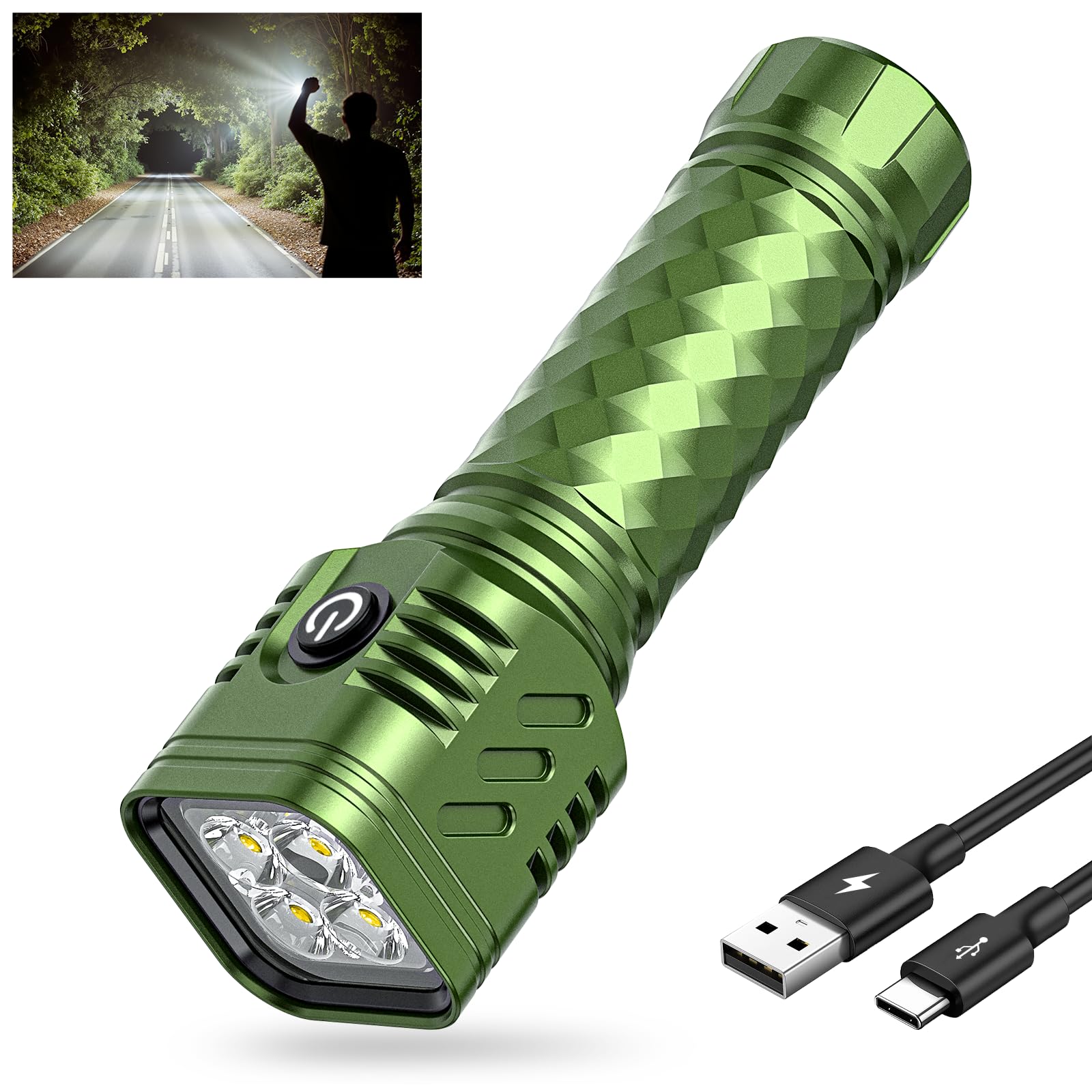 Wdtpro Flashlights Rechargeable High Lumens, 4X Super Bright Led Flashlight, 2000L Powerful Flash Light Waterproof With Memory Function, Long-Lasting, Utility Flashlight For Home Camping Hiking,