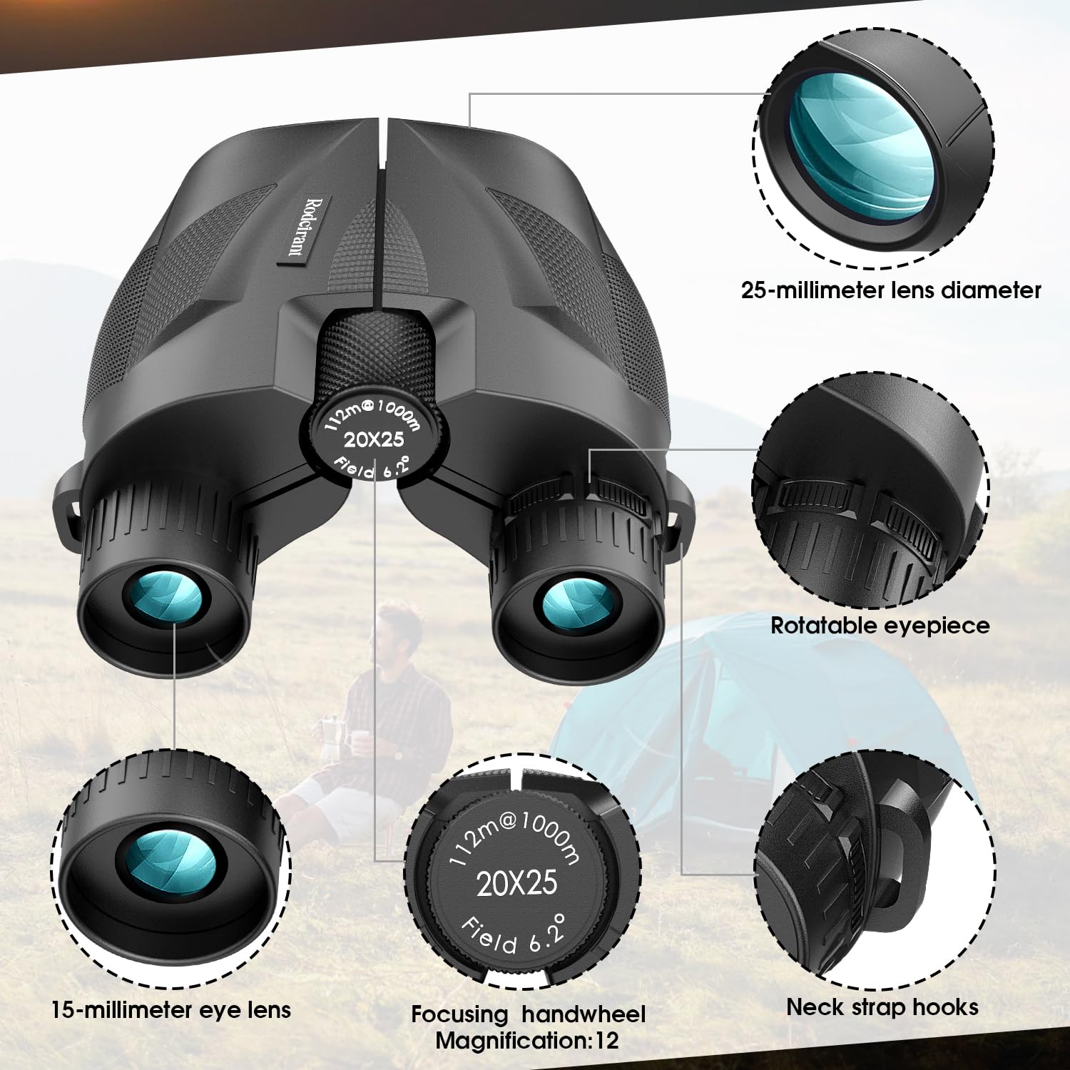 Bwrethay 20X25 Compact Binoculars For Adults High Powered And Kids,Waterproof Binoculars For Hunters With Low Light Vision,Easy Focus Bird Watching For Adults Outdoor Hunting And Travel