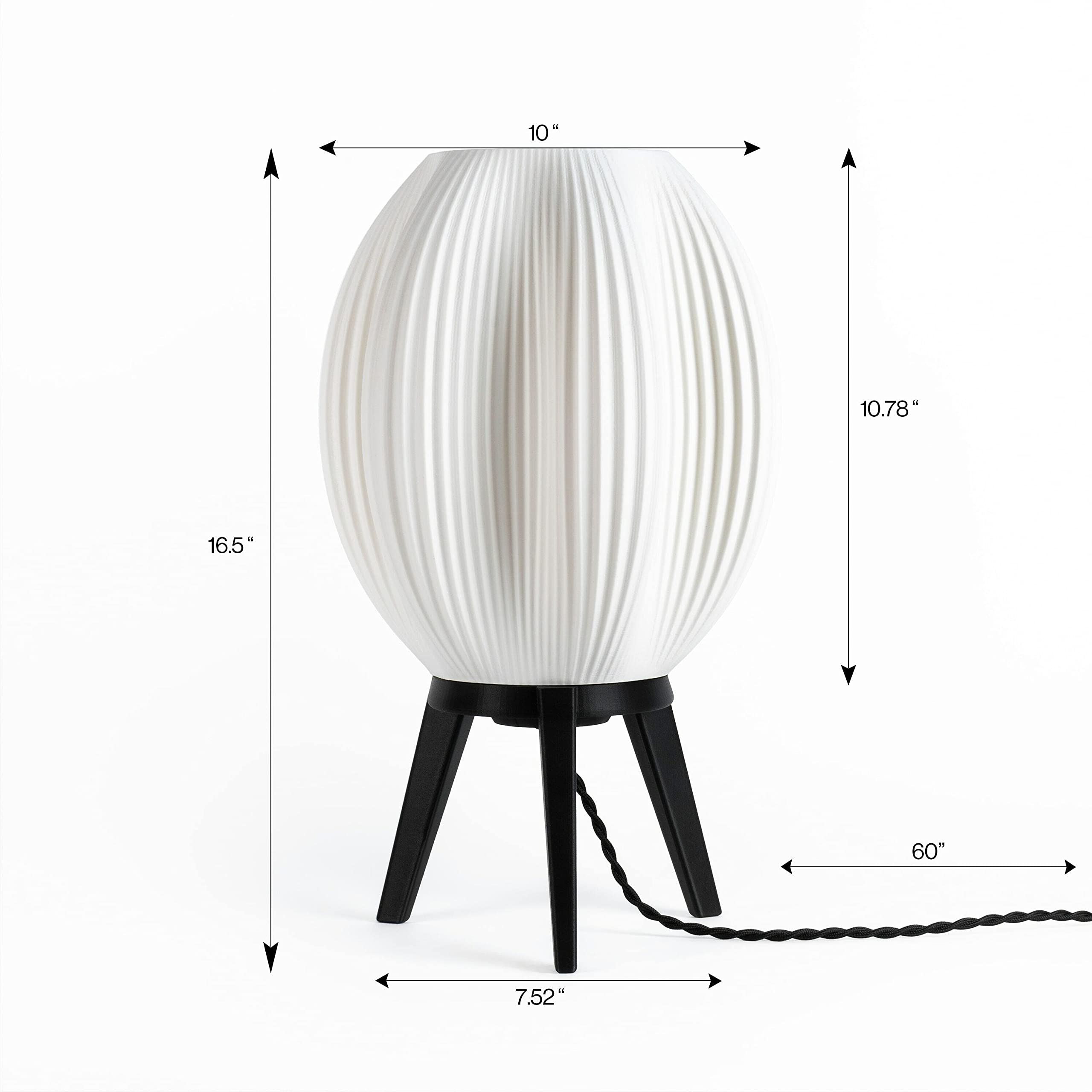 Jonathan Y Usa1000A 3D Printed Dimmable Led Table Lamp Wavy 16.5" Modern Contemporary Plant-Based Pla For Living Room, Dorm, Home, Office (Led Bulb Included), White/Black