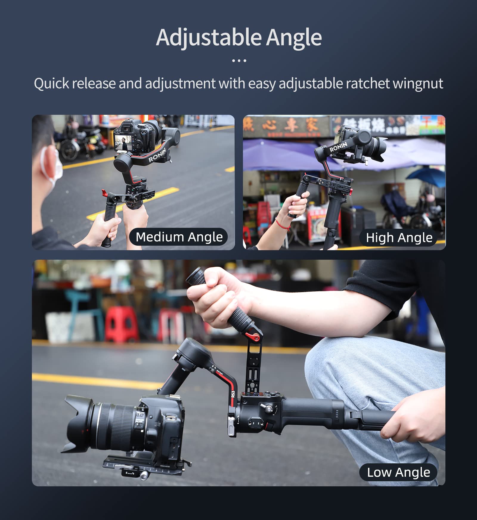 Zlit Adjustable Control Handle Sling Handgrip For Dji Rs 3 / Rsc 3 Pro/Rs 2 / Rsc 2 Gimbal Handheld Stabilizer (Black)