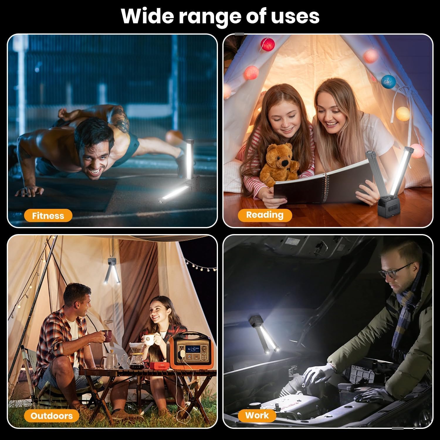 Okniao Magnetic Gym Lamp For Posing, Portable Magnet Led Flashlight With Hanging Hook, 7Th Gear Dimming & 180 Degree Folding, Handheld Usb Rechargeable Power Bank Camping Light (1 Pcs)