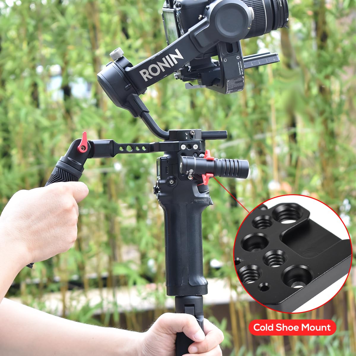 Eaxanpic Gimbal Adjustable Handle Grip For Dji Ronin S/Sc/Rsc2, Stabilizer Handgrip Extension Bracket With Cold Shoe Mount 1/4 3/8 Threaded Holes For Video Light, Microphone, Monitor