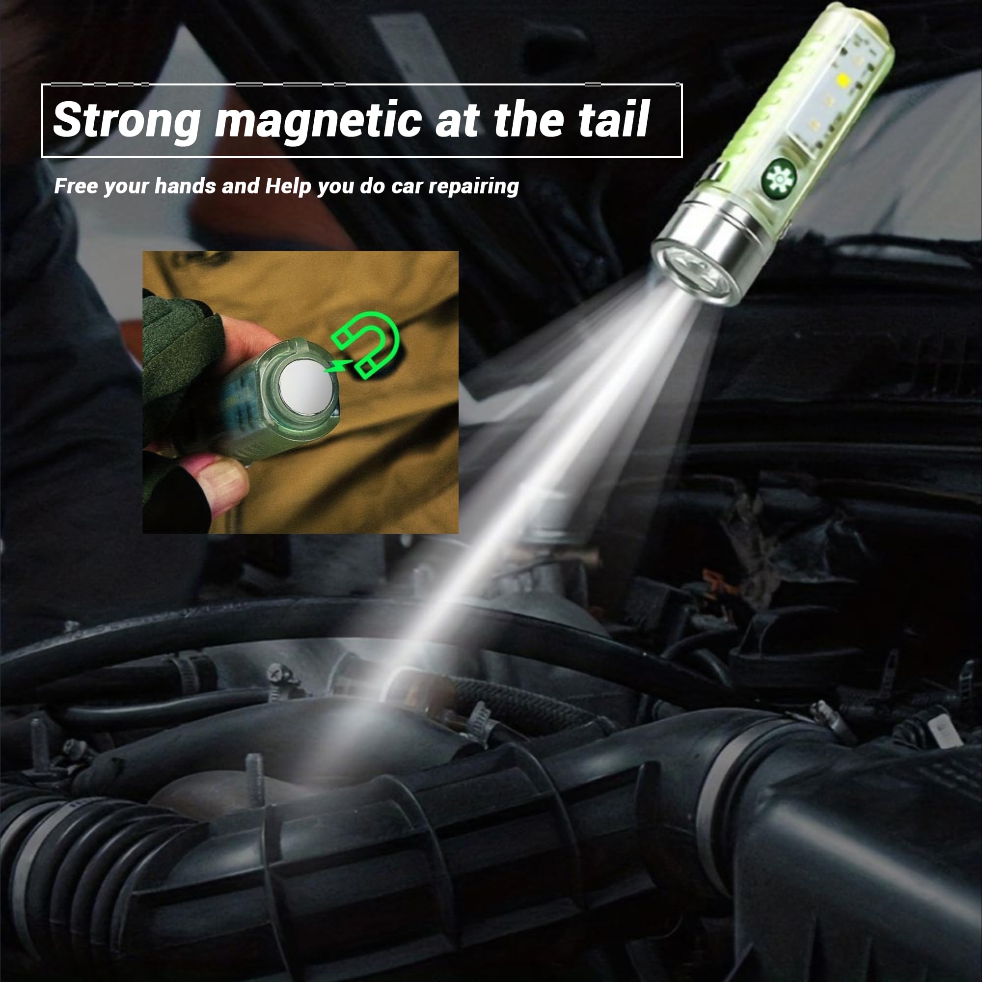Fzh Small Powerful Flashlight Rechargeable - 350 Lumen 1500Mah Led Flashlights With 8 Light Modes, Waterproof Magnetic Handheld Flashlights For Emergencies, Camping, Hiking