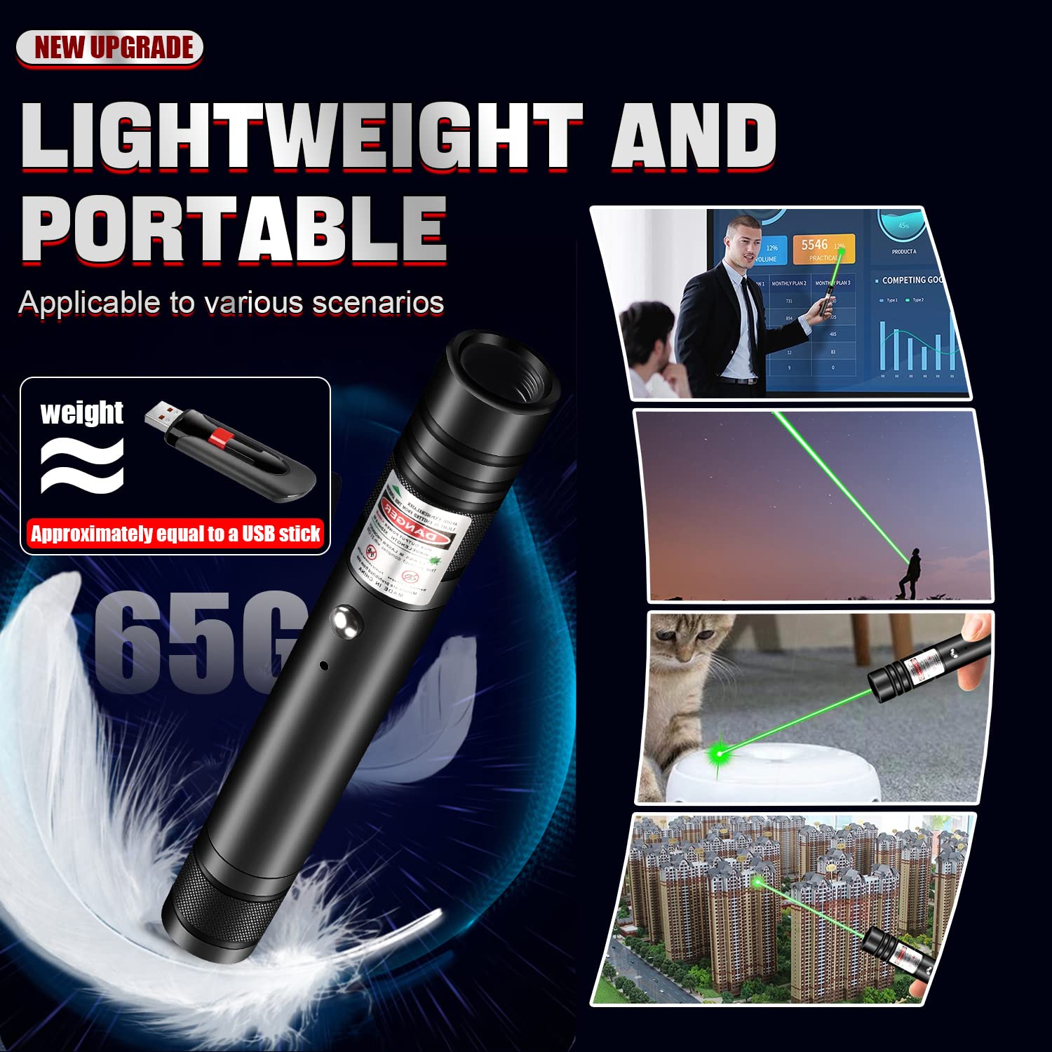 Fuiikeem Edc Pen Light, Green Laser Pointer, Rechargeable Led Flashlight With Laser Pointer For Tv/Led/Lcd Screens Presentation Office, Outdoor Uses, Adventure, Professional Business