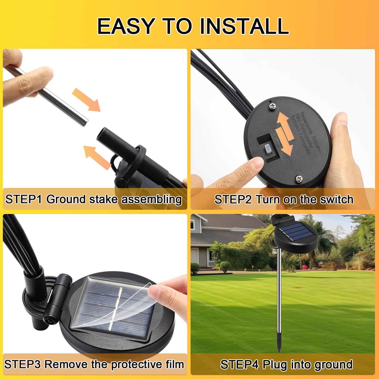 Acinlitglow Solar Garden Light Outdoor Waterproof Solar Yard Decorations Light, Big Bulb Solar Swaying Firefly Light For Patio Pathway Decor, High Flexibility Copper Wire & Heavy Bulb Base 2 Pack