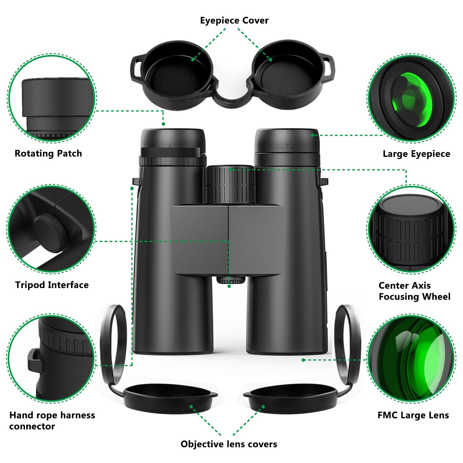 Mastour 12X42 Binoculars For Adults And Kids High Powered Large Eyepiece Compact For Bird Watching Waterproof Easy Focus Binoculars With Low Light Vision For Outdoor Hunting & Travel (Black)
