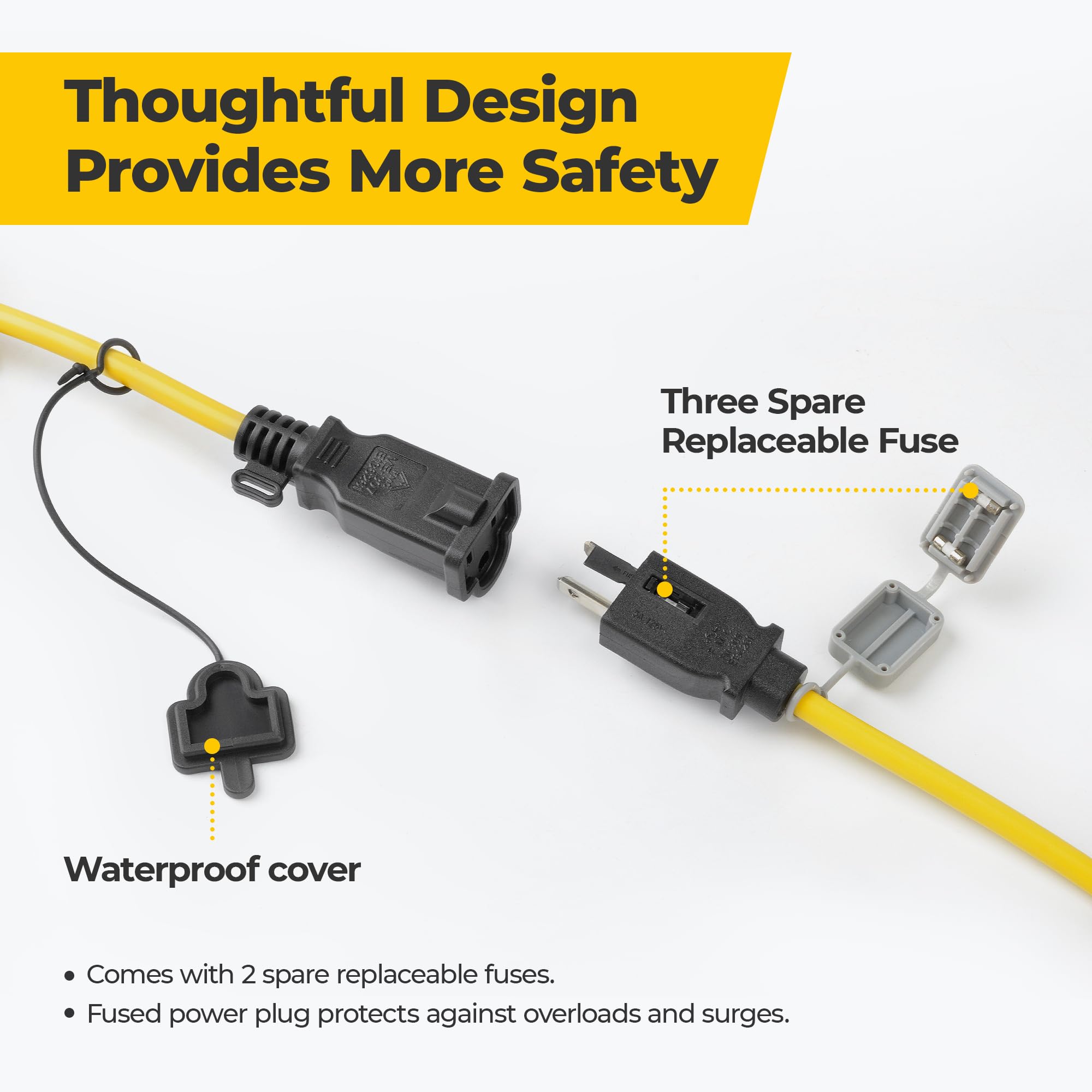 Hyanglux 3 Prong Mechanical Switch Outdoor Led String Lights: 100Ft 100W 11000Lm Etl  Bright Temporary Lighting Hanging Ip65 Waterproof Construction Work Light For Attic Jobsite Garage