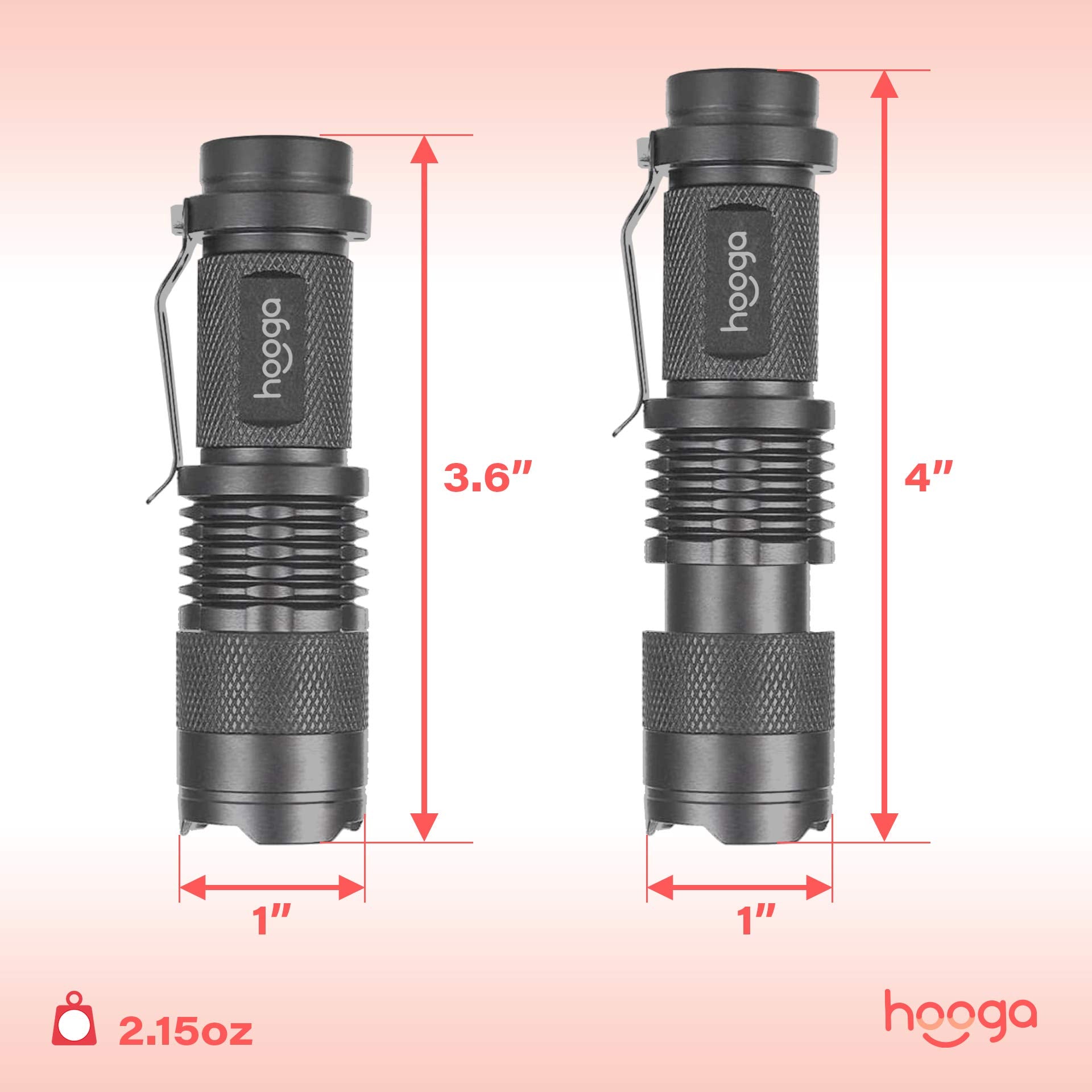 Hooga Led Flashlight, Blue Light Blocking, Amber Flashlight 1600K Warm Light For Eye Care, Sleep Aid. Aa Battery Included. Adjustable Brightness. Great For Hunting, Camping, Aviation. 2-Pack