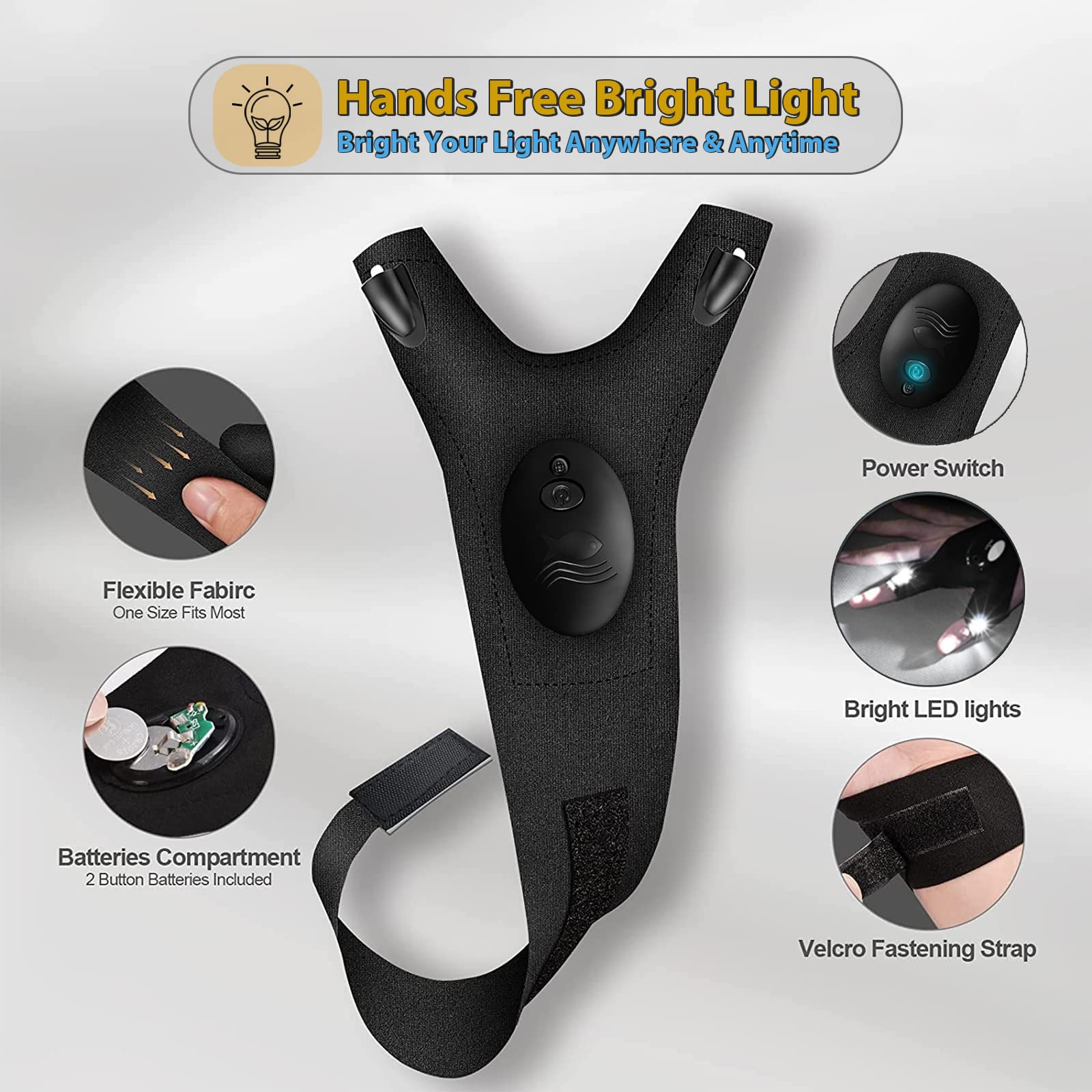 Kaihery Led Flashlight Gloves, Cool Tools Gadgets For Men, Dad Boyfriend  For Christmas Fathers Day Birthday, Hands- Lights For Camping Fishing Repairing Running Mechanic Car Guy