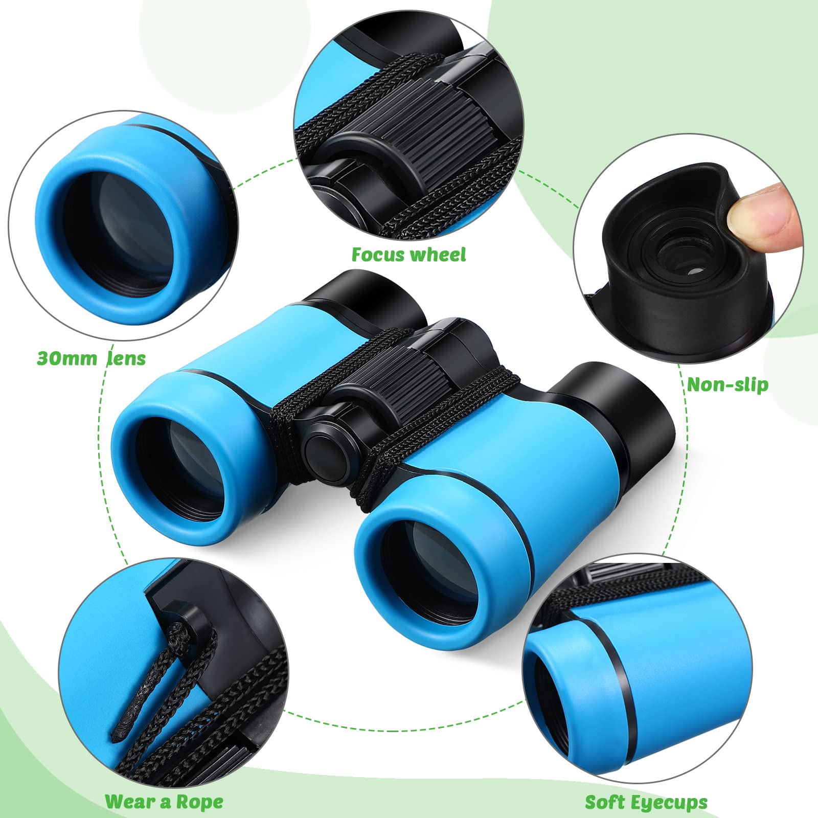 Yunsailing 9 Pack Kid Binoculars Shockproof Mini Compact Binoculars  For 3-12 Years Boys Girls Folding Small Telescope For Kids Bird Watching Camping Outdoor Play, 9 Colors