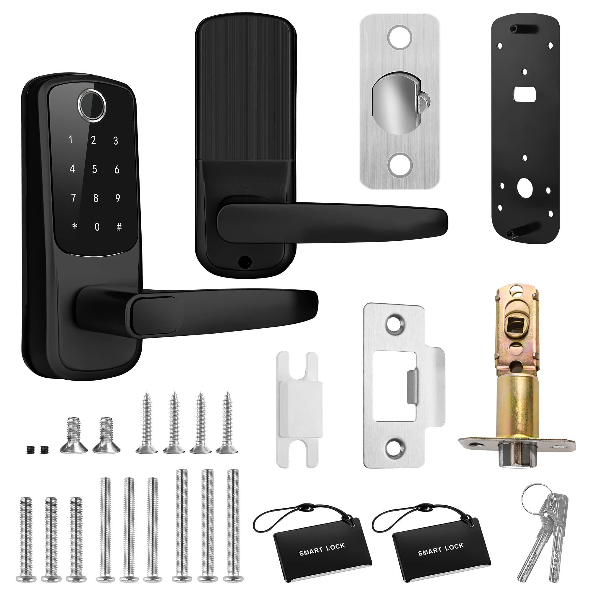 Lorvibo Smart Keyless Entry Door Lock, Fingerprint & Password, Black, 8,000 Unlocks