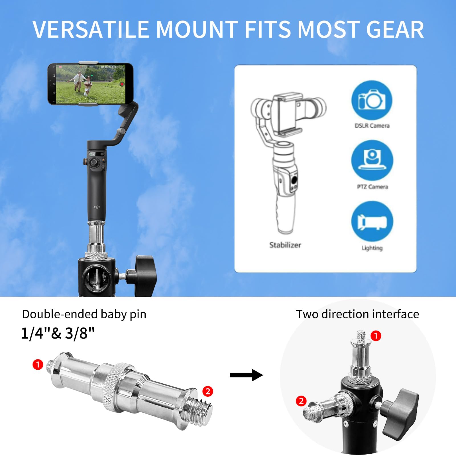 Gltire [20' Heavy Duty] Ultra High Camera Sports Tripod Air Mattress Telescopic Aluminum Alloy Light Stand 1/4 "& 3/8" Screw Adapter, Professional Sky High Tripod