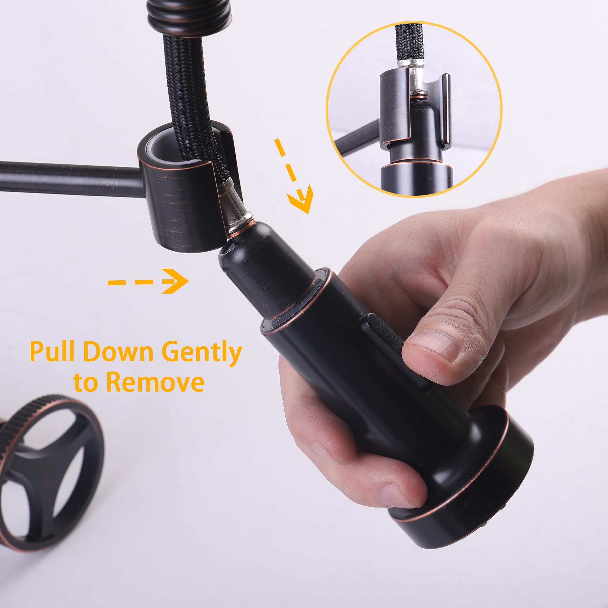 Dolgaba Wall Mount Kitchen Faucets 8 Inch Center 2 Handle Kitchen Sink Faucet, Commercial Sink Faucet With Pull Down Sprayer For Kitchen Laundry, Oil Rubbed Bronze