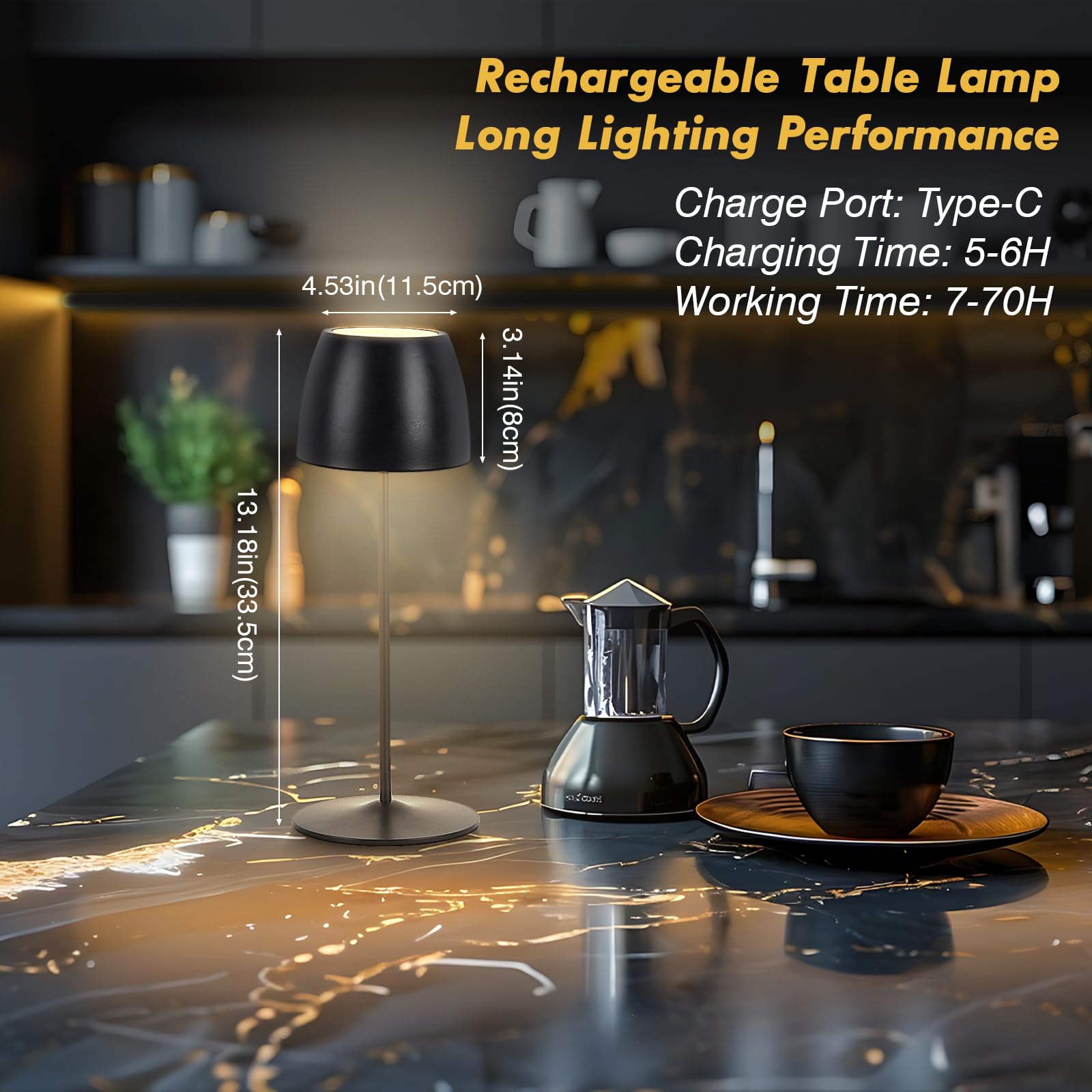Mycozy 2 Pack Cordless Table Lamp, 7 Lighting Modes, Rechargeable Wireless Lamp, Waterproof Lamps For Shower, Battery Powered Table Lamp For Living Room/Bedroom/Dinner/Cafe/Patio/Outdoor(Black)