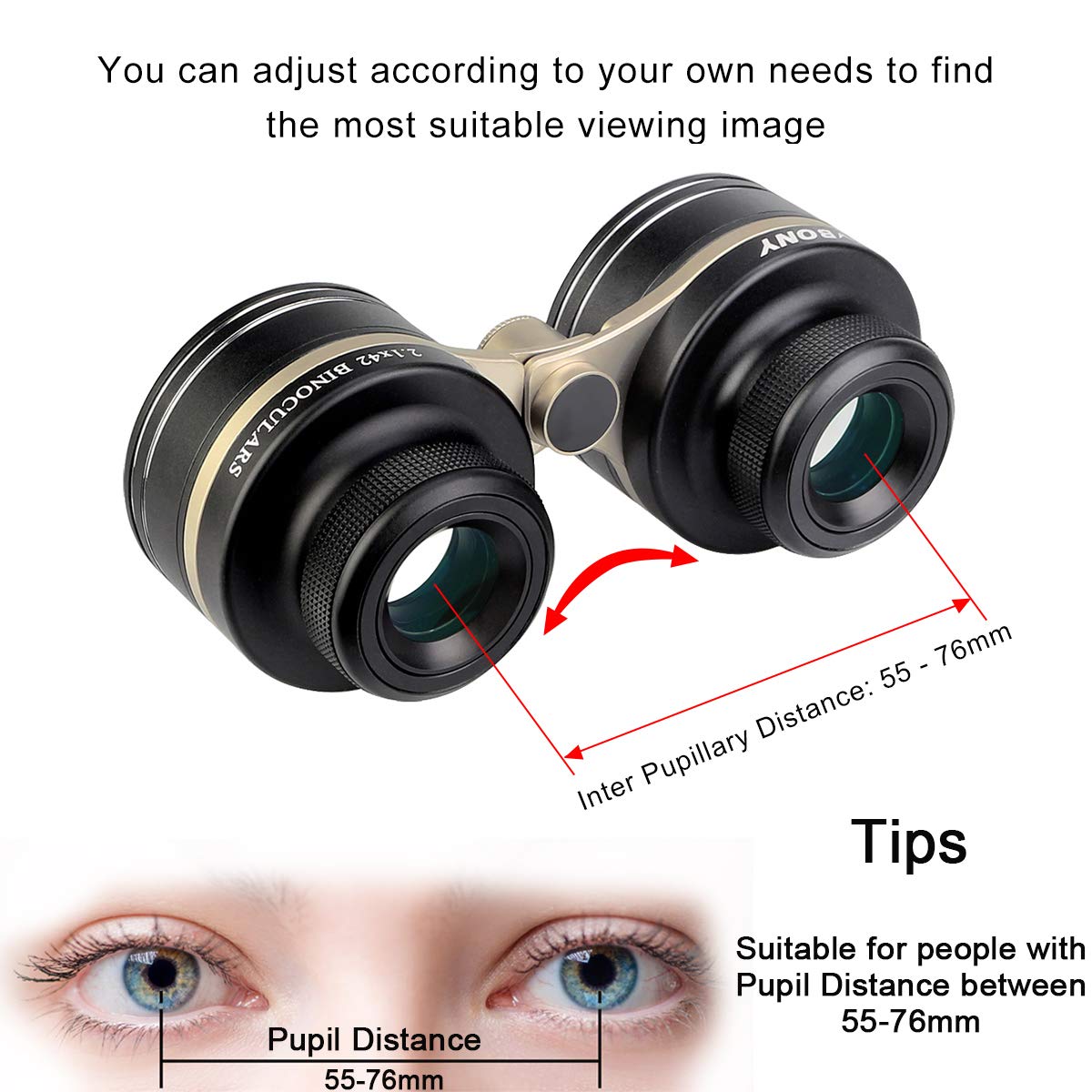 Svbony Sv407 Atronomy Binoculars, 2.1X42Mm Wide Angle Binoculars For Adults, Ipx6 Waterproof Binoculars For Stars Sky Watching