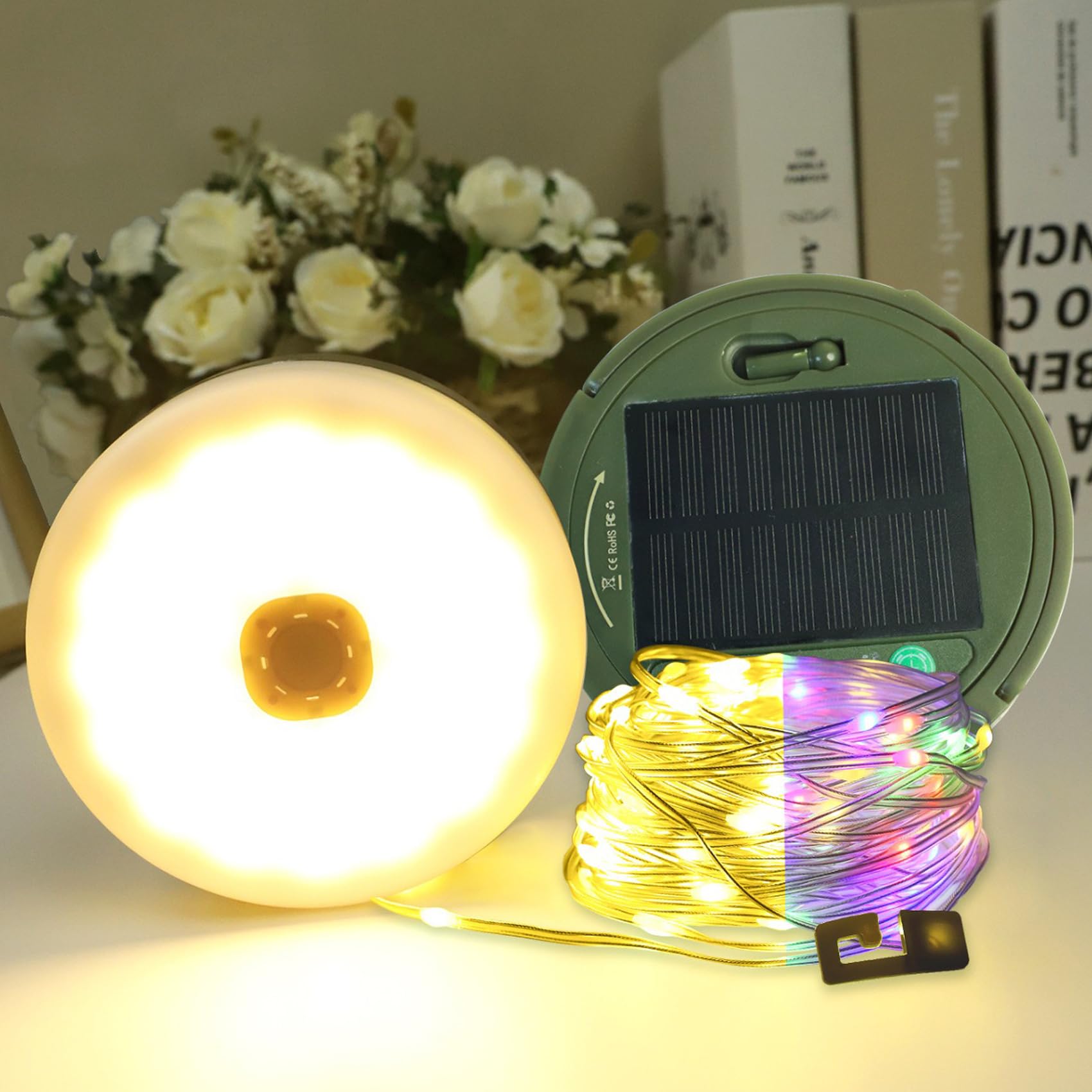 Yincord Solar Camping String Lights, 4 In 1 Remote Control Light, Outdoor Lantern Retractable Light 10 Lighting Modes, Solar Powered And Usb Charging, Portable Multicolor&Warm White For Decorations