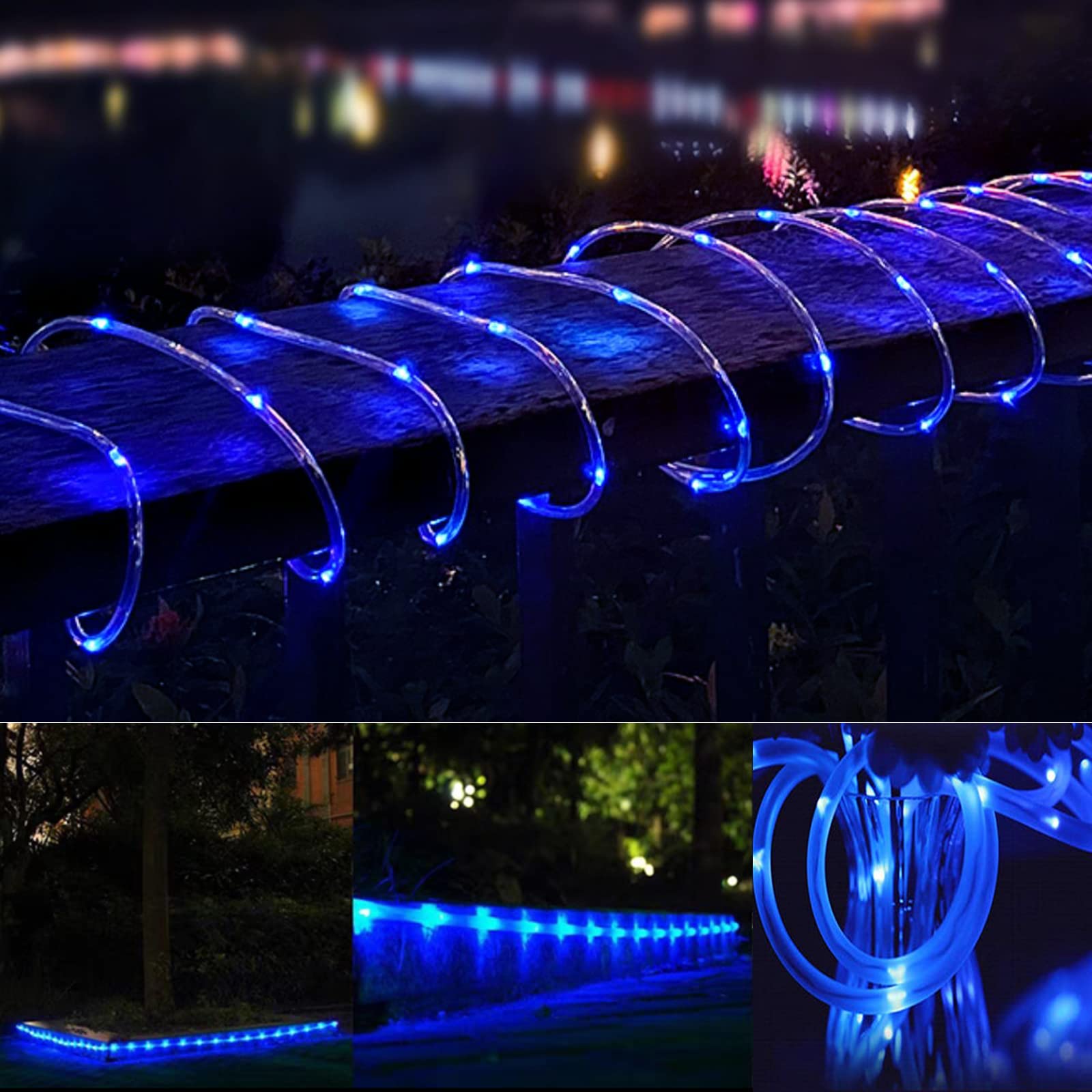 Jimacro Outdoor Solar Led Rope Lights, Ip65 Waterproof Rope Lights 22M/72.2Ft 200Leds Solar Decoration Lights With 8 Lighting Modes, Rope Fairy Light For Garden Tree Party Christmas Decoration
