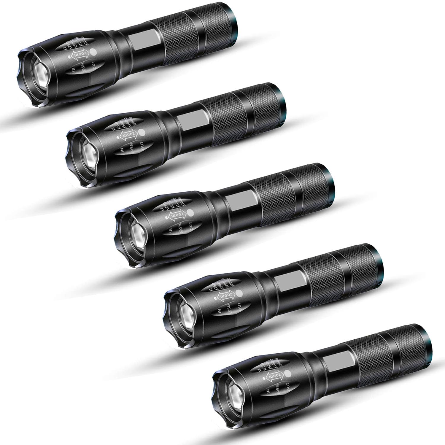 Mviocs 5 Pack Flashlights High Lumens, Powerful Tactical Flashlights With 5 Modes, Waterproof Zoomable Small Led Handheld Flash Light For Home Emergencies Camping Hurricane