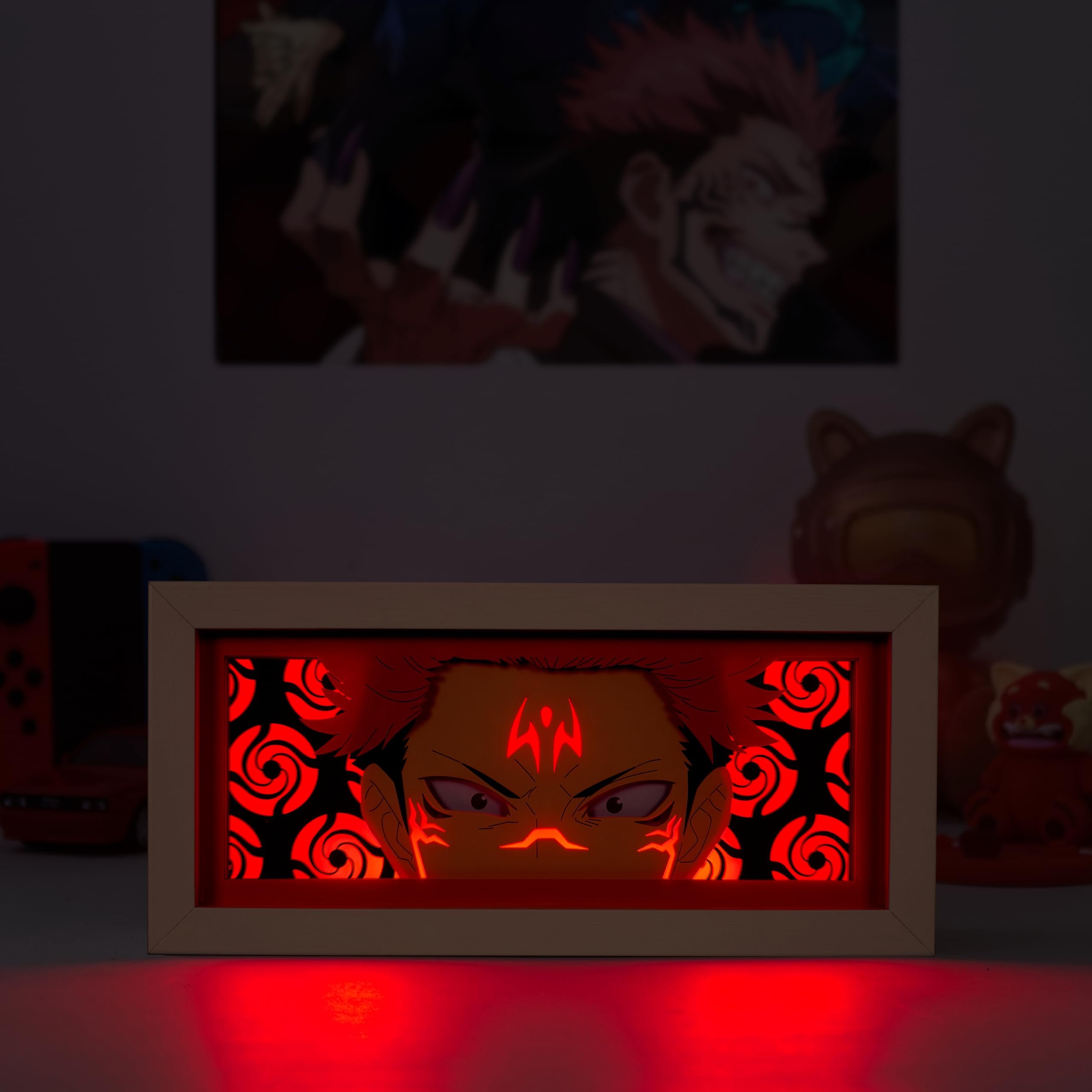Unortha Anime Led Light Box, Manga Shadow Box Frame, Anime Paper Cut, Table Lamp For Anime Enthusiasts, Rgb Multi Color Light, Night Light For Room Decor, Unique Anime Desk Decor (Sukuna)