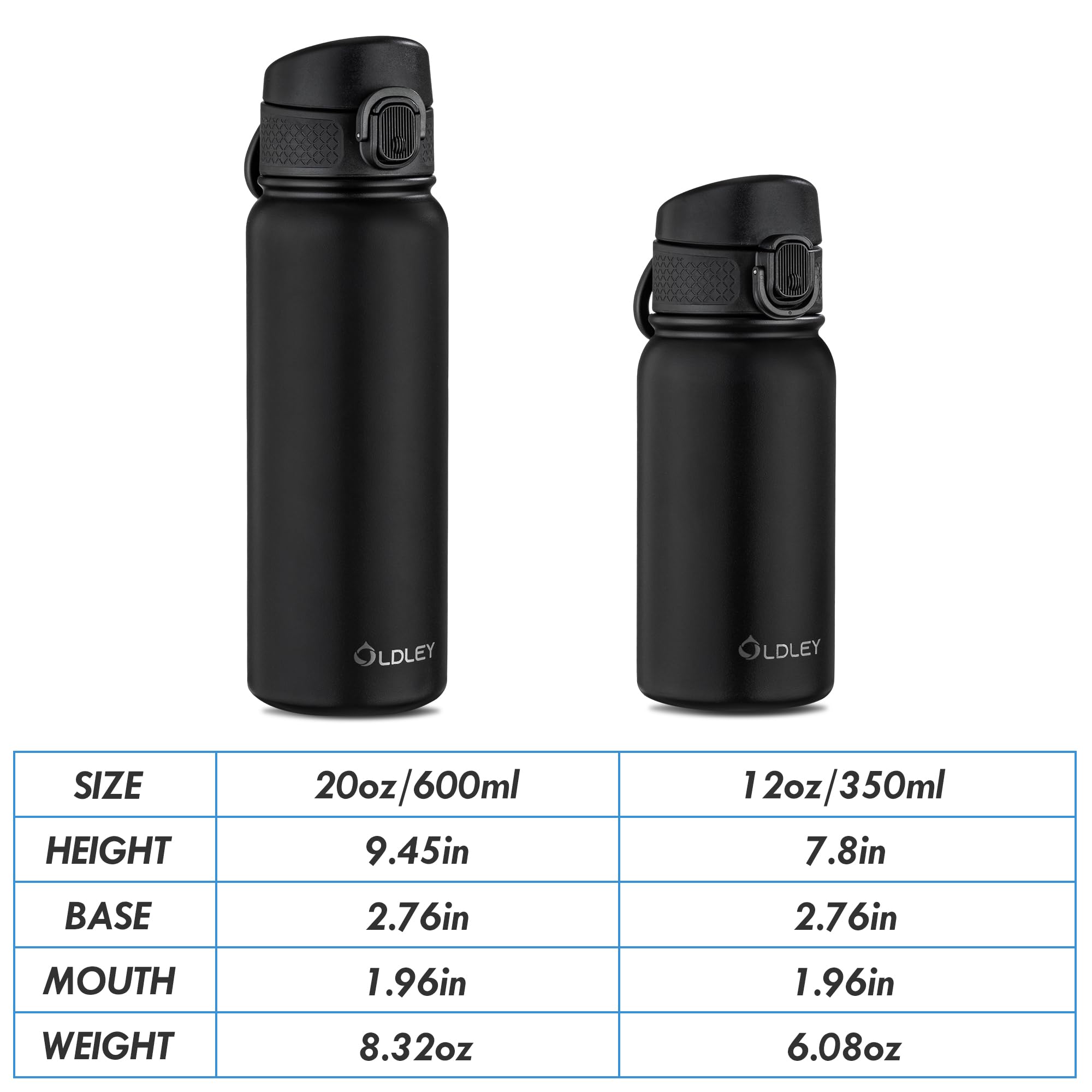 Oldley 12Oz Kids Water Bottle, Stainless Steel Insulated Water Bottle For Kids, With Straws Leak-Pr