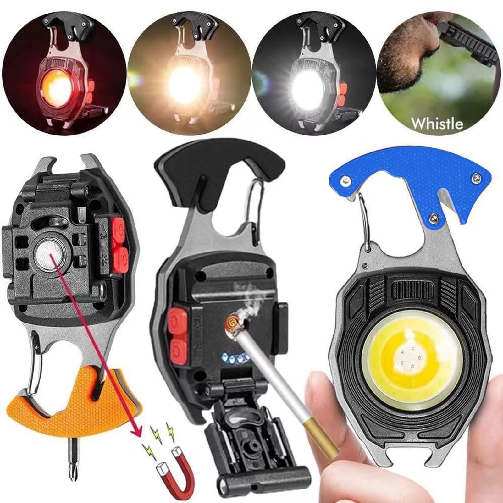 Helinyan Keychain Cob Flashlight, Multifunction Led Pocket Light, Rechargeable Emergency Light 800 Lumens, Magnetic Base Screwdriver Bottle Opener Water Resistant For Fishing Camping Hiking