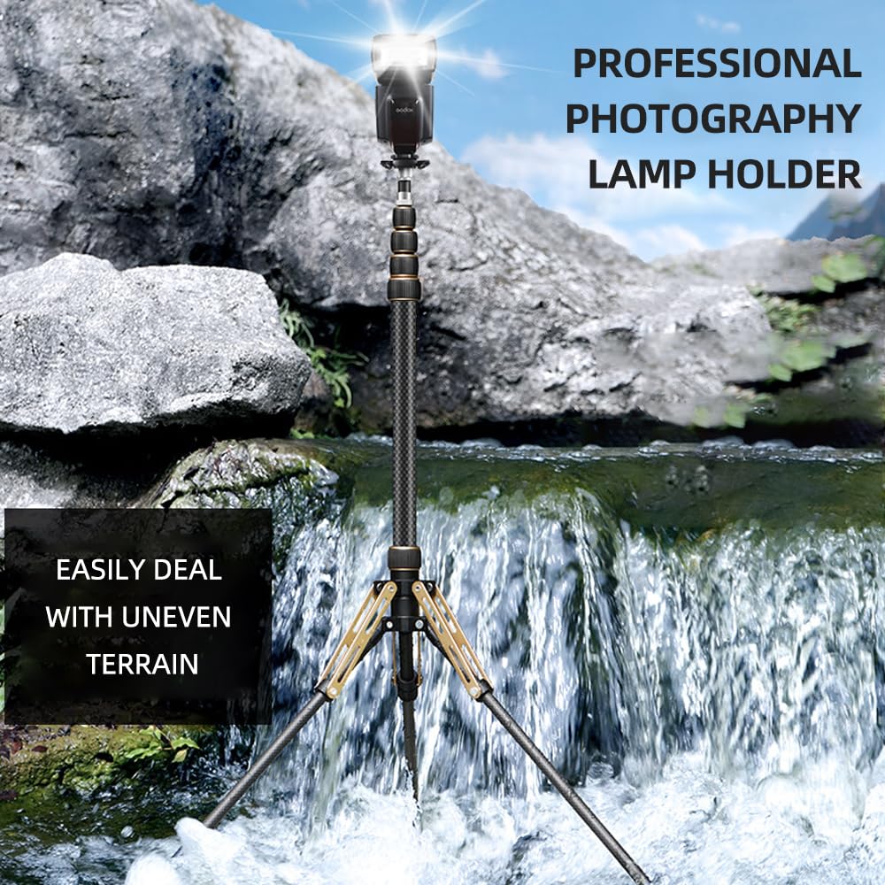 Zjchao Phone Tripod, 87.4In Maximum Height Portable Carbon Fiber Photography Tripod Stand Light Stand Tripod Stand With 5 Adjustable Sections 6.6Lbs Load Capacity For Versatile Use