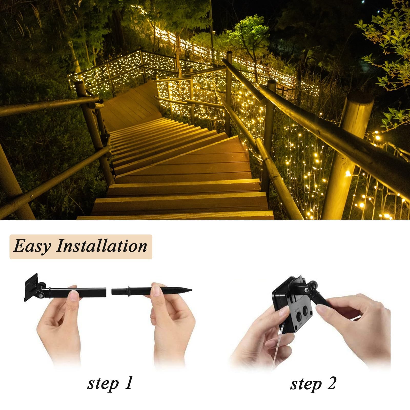 Mocalido 2 Pack Solar Christmas Lights For Outside, 240 Led 80Ft Total Outdoor String Lights Solar Powered, Waterproof Twinkle Light For Xmas Tree Yard Garden Decor, Warm White