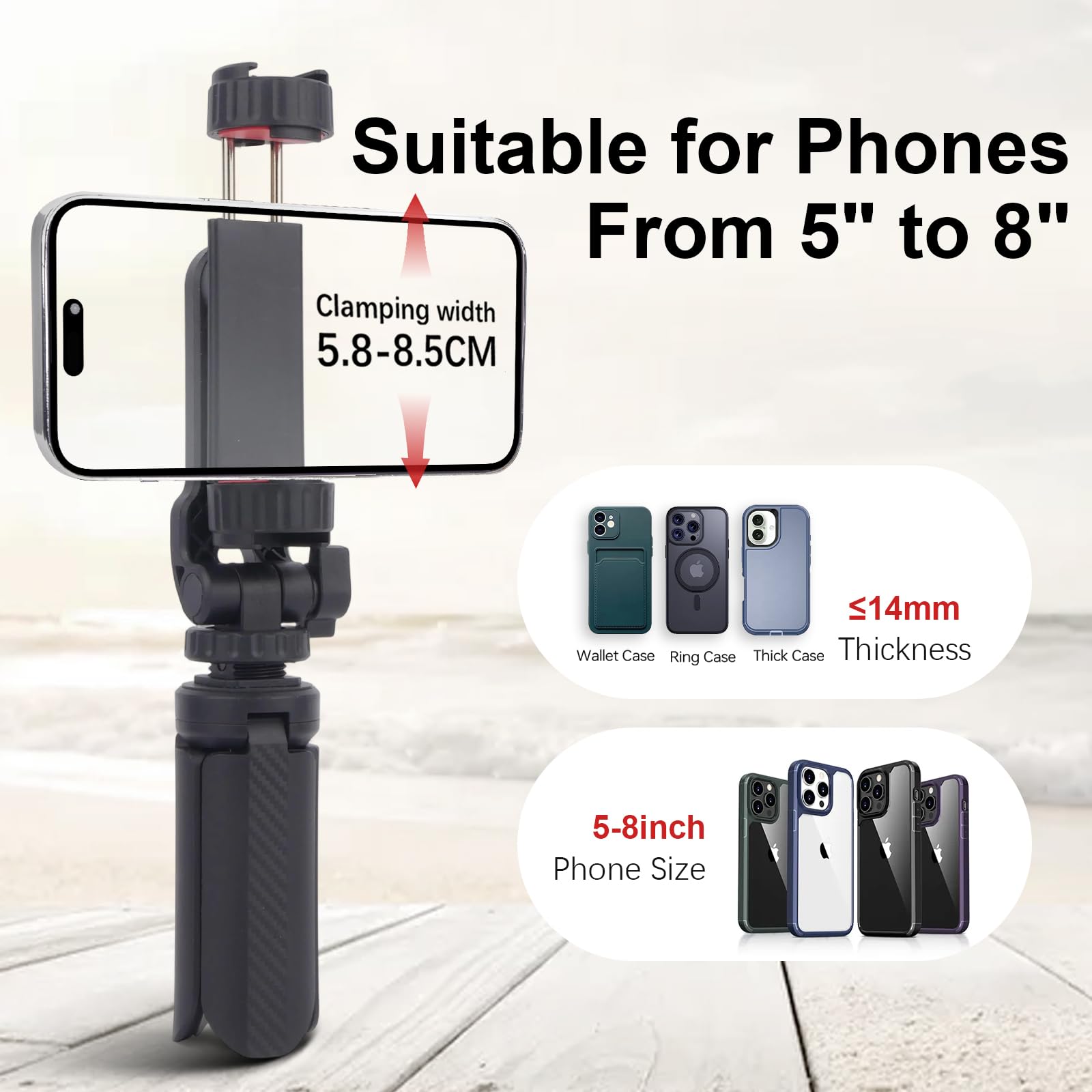 Mechrig Mini Tripod With 360° Phone Holder & Dual Cold Shoe, Small Phone Tripod Stand For Iphone/Android, Pocket Selfie Stick Handle Grip Compatible With Cellphone/Action Camera (Sy032)