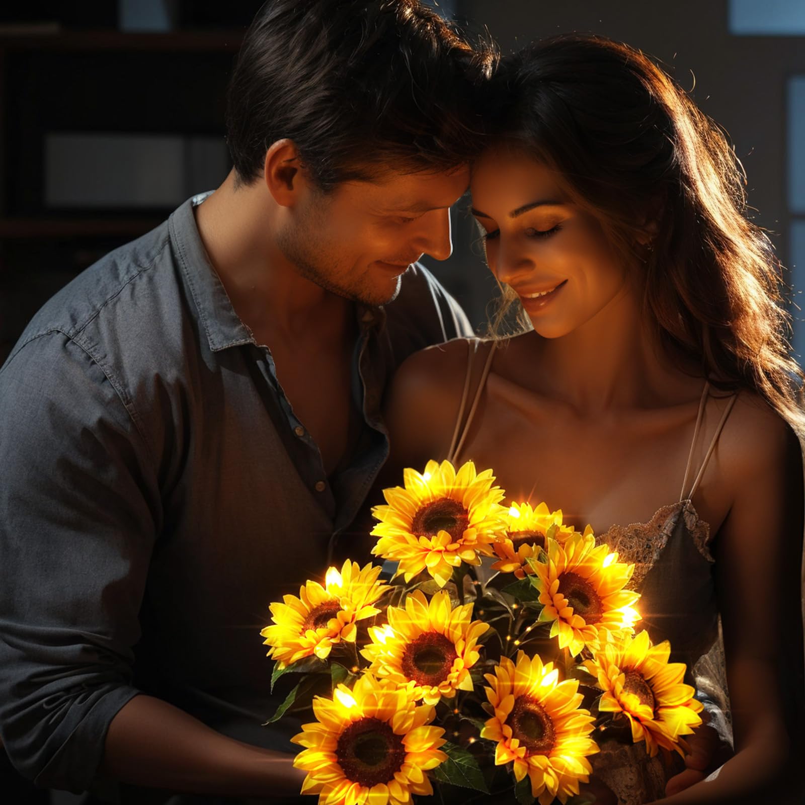 Bomier Solar Flowers Waterproof Decorative - 3 Pack Garden Lights With 9 Sunflower Lights, Outdoor Decor For Yard Decorations