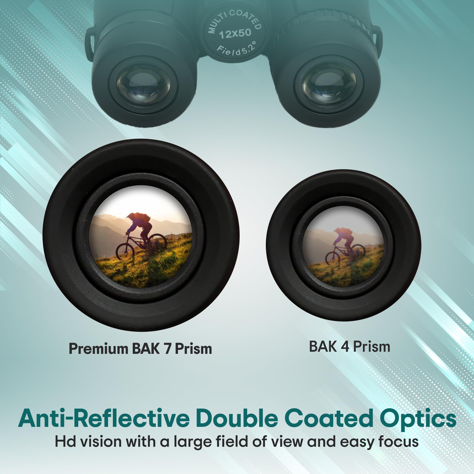 Wallecom 12X50 Hd High Powered Binoculars For Adults With Crystal Clear Low Light Vision, Lightweight, Waterproof, And Easy To Focus - Long Range Compact Binoculars For Bird Watching, Hunting & Travel