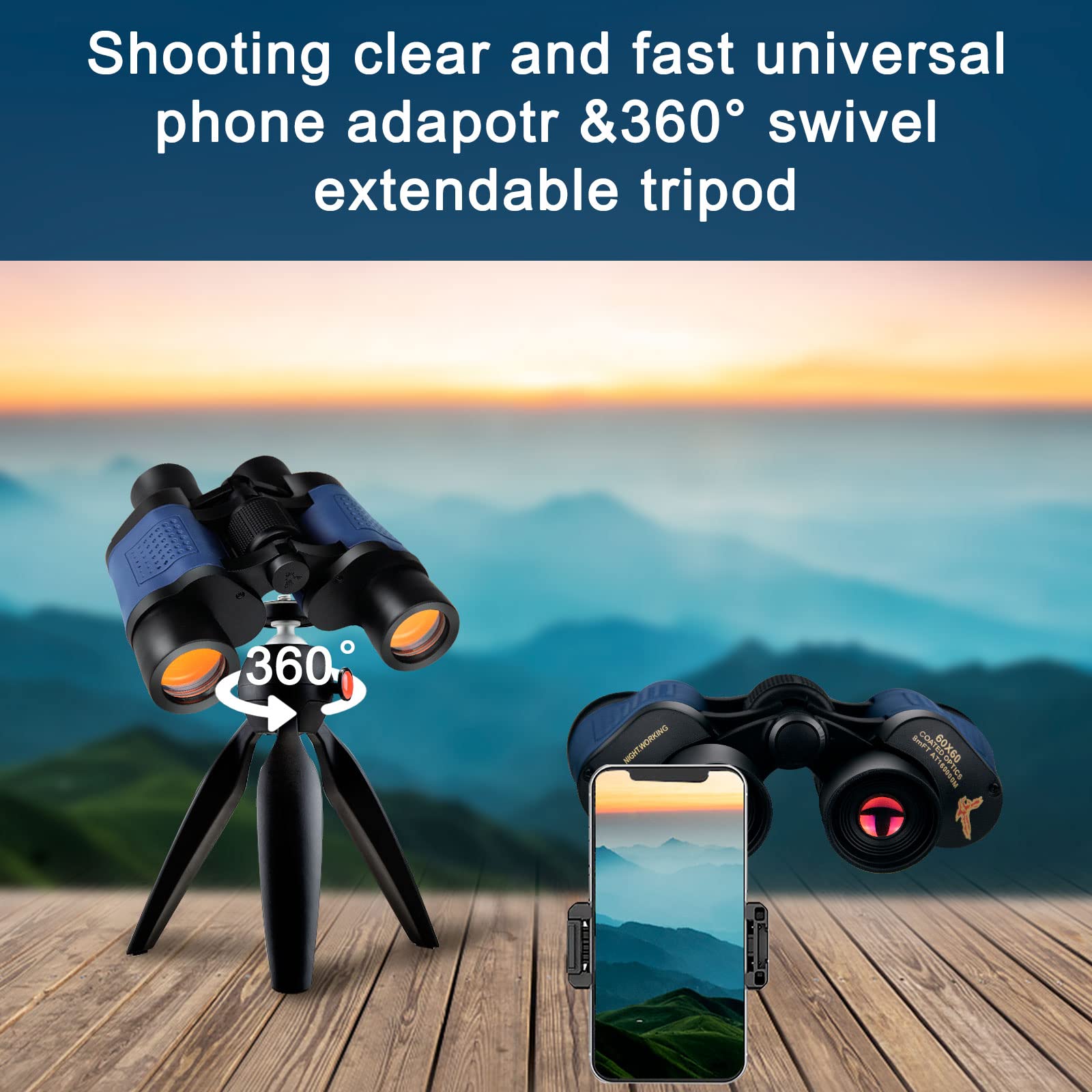 Piliwl Binoculars For Adults High Power,60×60 With Low Light Night Vision Waterproof Binoculars Watching Outdoor Sports Concerts Binoculars For Bird Watching Professional