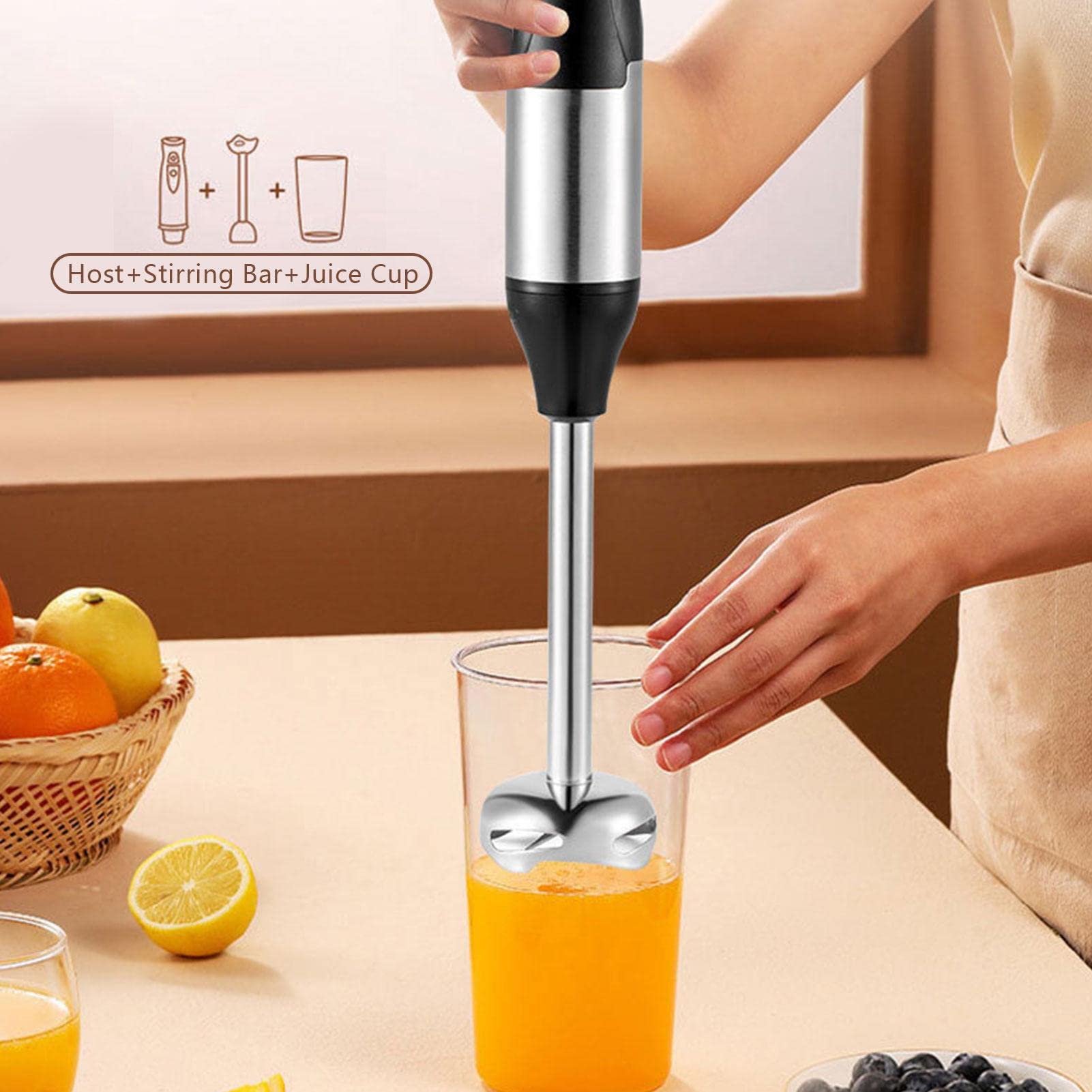 Uniqus Hand Blenders Immersion 5-In-1 Manual Frother 1000W Electric Coffee Handheld Blender With 5 Speed Stick Blender, Whisk, Food Processor Mixing Chopping Tool