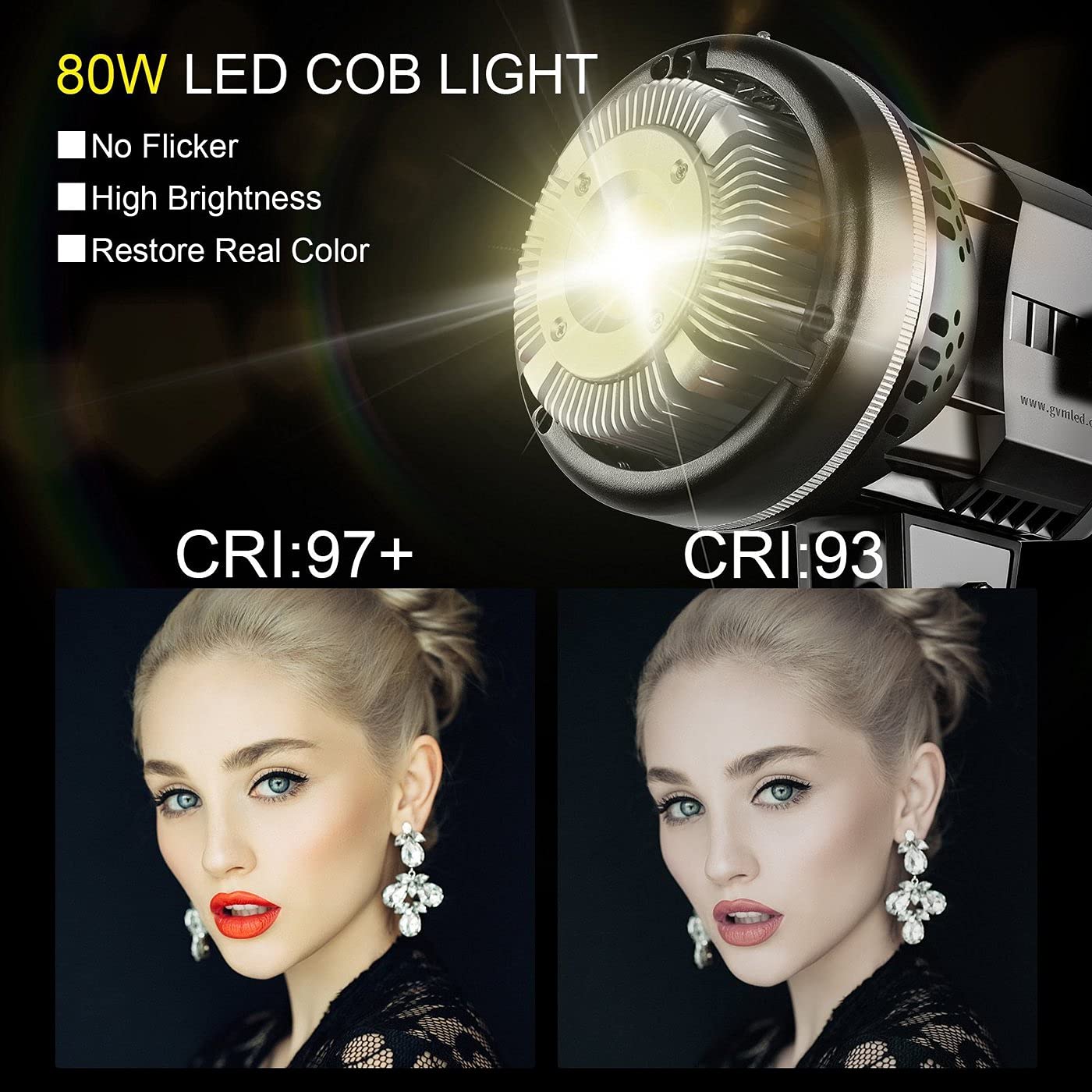 Gvm 80W Photo Studio Lighting Kit, Led Video Light With Bowen Mount 23.6" Softbox, Tripod Stand, Continuous Output Daylight 5600K Lights For Photography