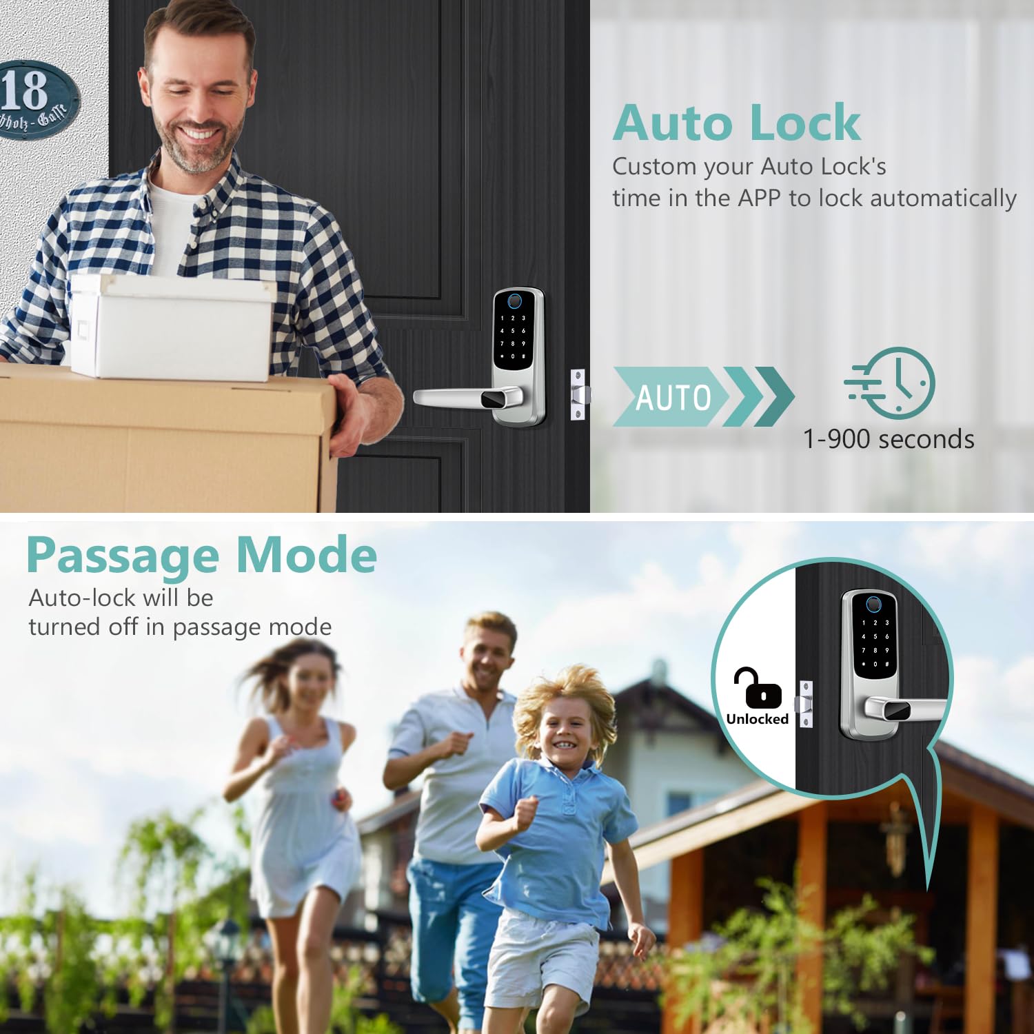 Volibel Smart Door Handle Lock,  Keypad Door-Locks With Handle, Keyless Entry Door-Lock With App Control, Smart Locks For Front Door, Electronic Door Locks, Easy Setup And Installation