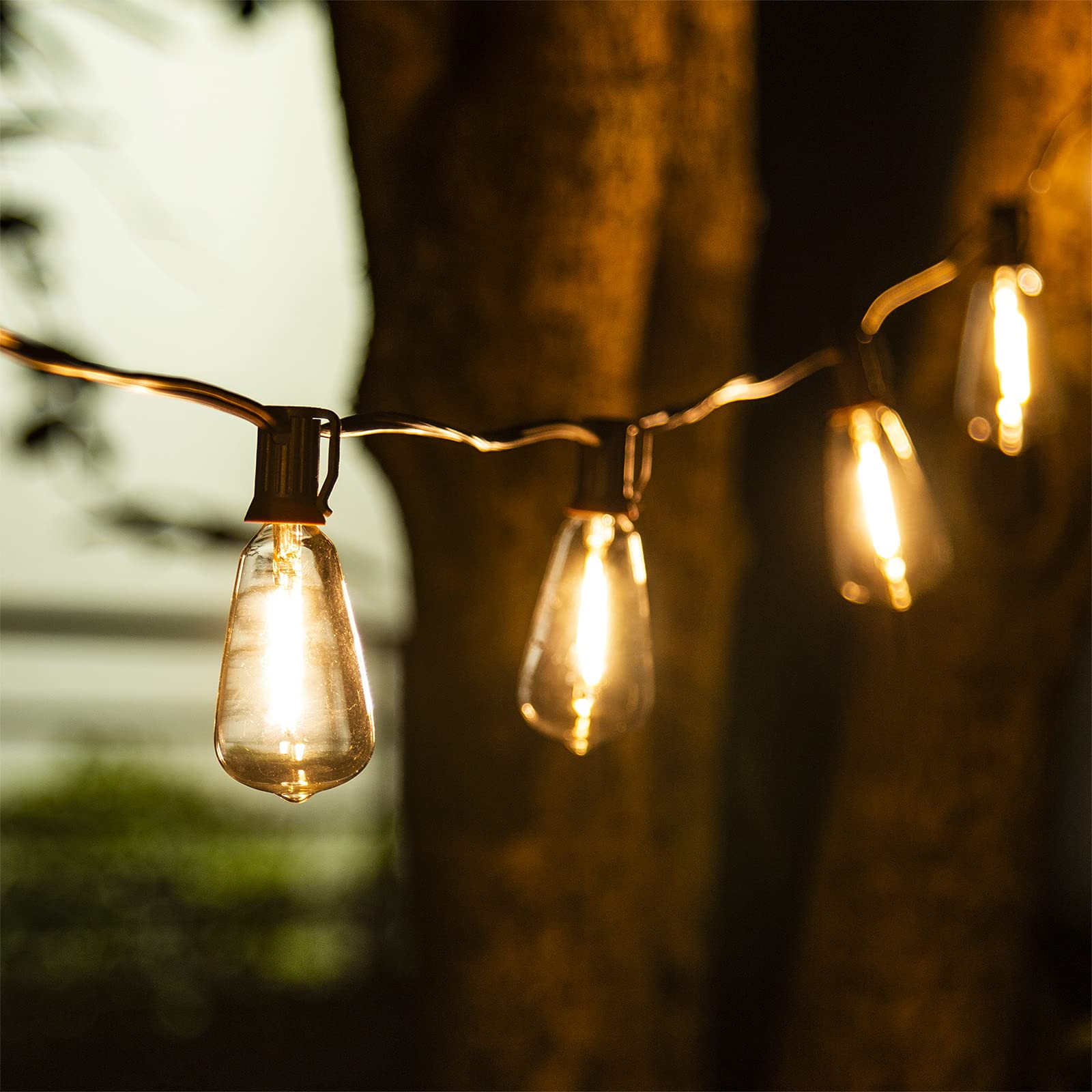 Vanthylit Outdoor String Lights, 15 Ft Patio String Lights With Led Filament Bulb Waterproof Lights Retro Vintage Edison Bulbs For Backyard Patio Bistro Party Garden Connectable